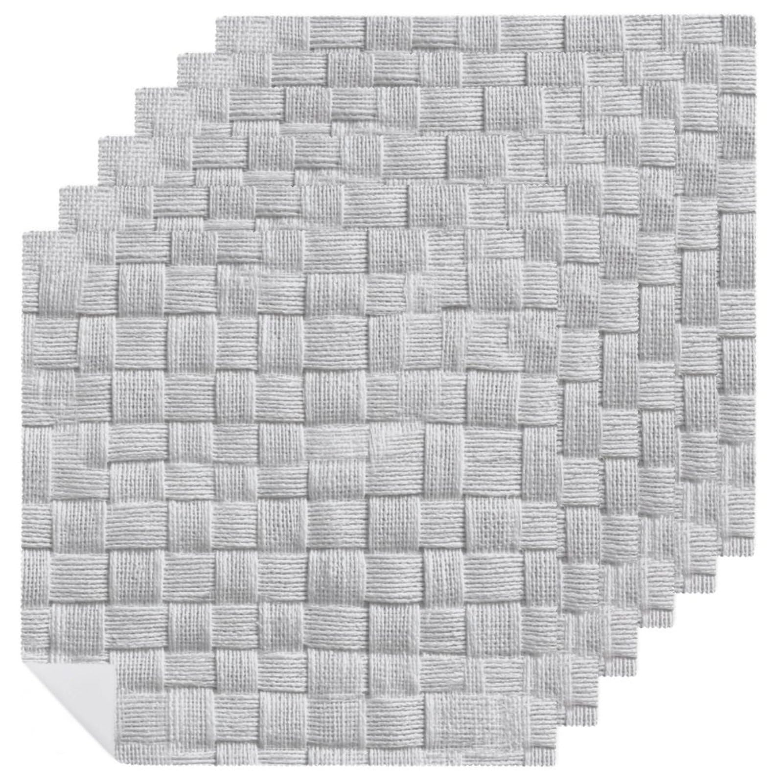 Cloth Texture White Pattern Cloth Napkins Set of 6, Square Premium Reusable Washable Polyester Table Linen Napkin for Dinner Party