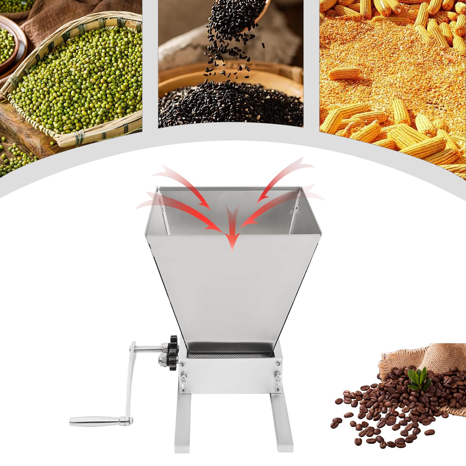 Getreidequetsche MalzmüHle FuttermüHle MaismüHle GrainmüHle Manuelle Getreidebrecher Verstellbare Heimbrauer HaushaltsmüHle FüR Mais Haferquetsche SchrotmüHle Flockenquetsche GetreidemüHle 4L