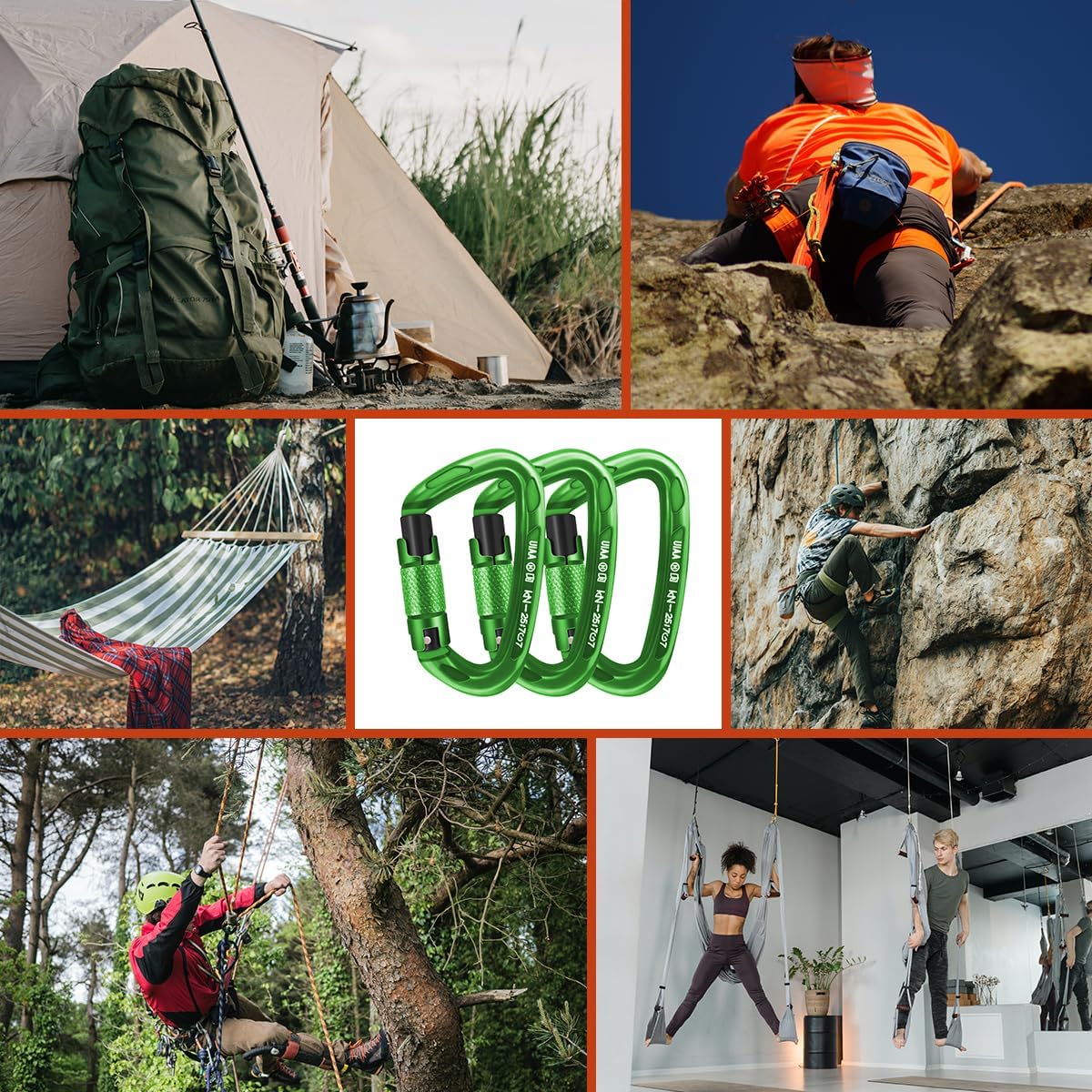 Climbing Carabiner Clips 25kN Auto Locking Carabiner, Professional Heavy Duty Large Locking Carabiner Clips for Rock/Ice Climbing Rappelling Rescue Swing etc, D Shaped, Large Size - Image 5