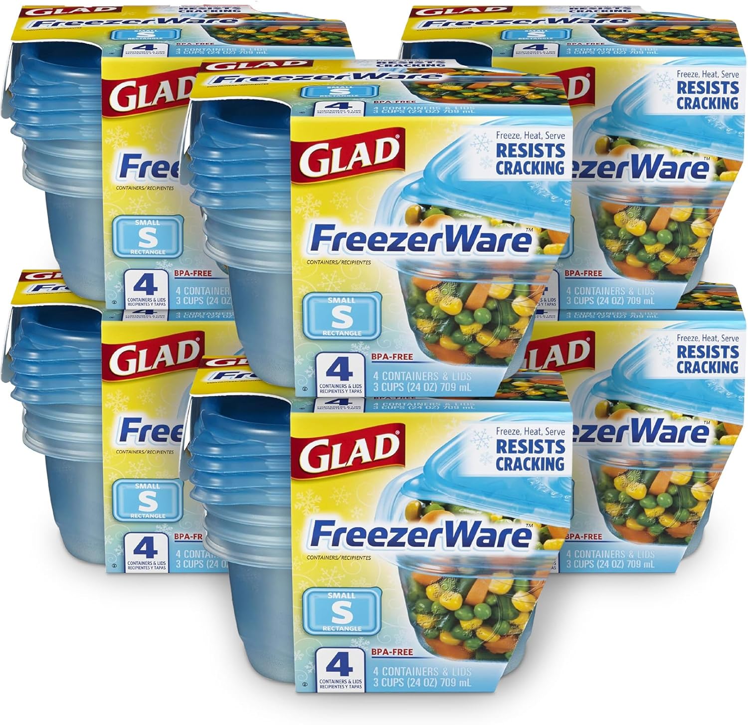 Glad GladWare Freezerware Food Storage Containers – Small Rectangle – Meal Container Holds up to 24 Ounces of Food – Lock Tight Seal, 4 Count – 6 Pack Glad GladWare Freezerware Food Storage Containers – Small Rectangle – Meal Container Holds up to 24 Ounces of Food – Lock Tight Seal, 4 Count – 6 Pack