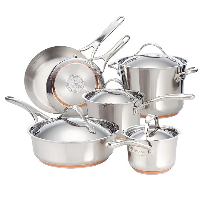 Buy Anolon Nouvelle Stainless Steel Cookware Pots and Pans Set, 10 Piece Online at Low Prices in