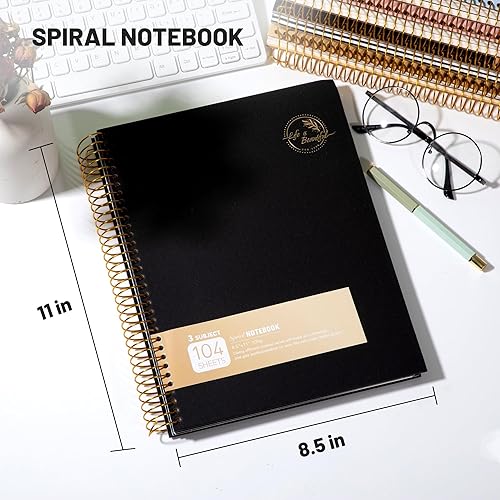 Miniatura 3 de Cuaderno de espiral grande de 85 x 11 pulgadas cuaderno en espiral de 3 temas para tomar notas papel de alta calidad 353ozm 104 hojas diario con