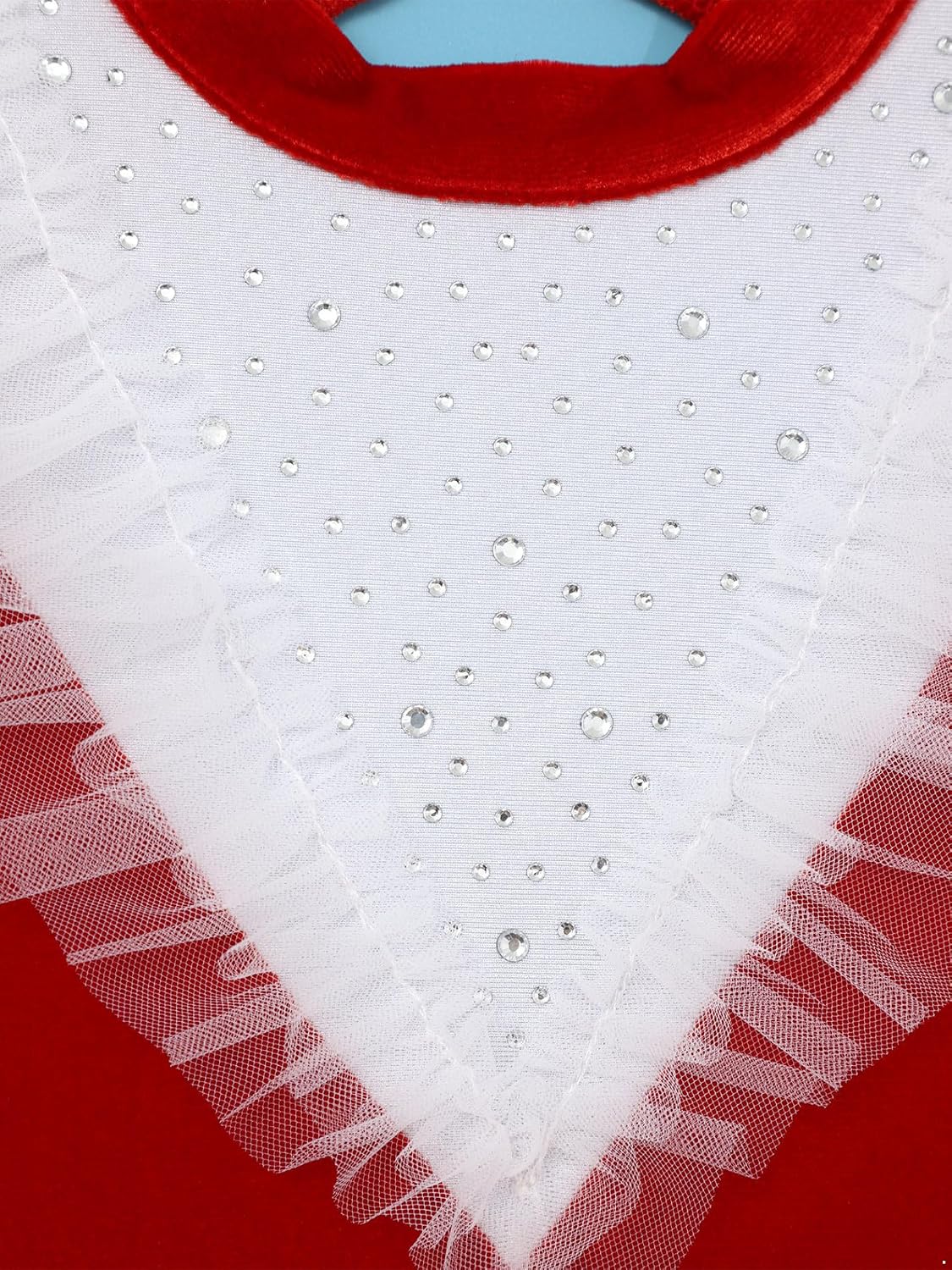 Girls Christmas Ice Skating Outfit Miss Santa Leotard with Rhinestone Tutu Skirt