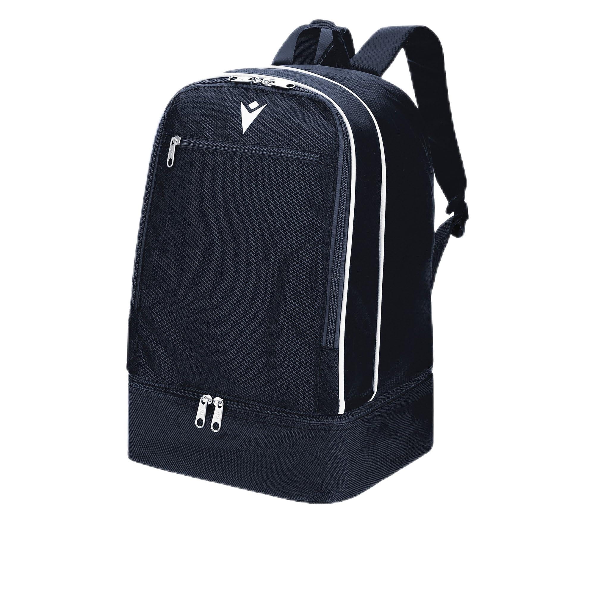 Macron Academy Evo Backpack with Shoe Rack Semi-Rigid Navy Blue, blue, M