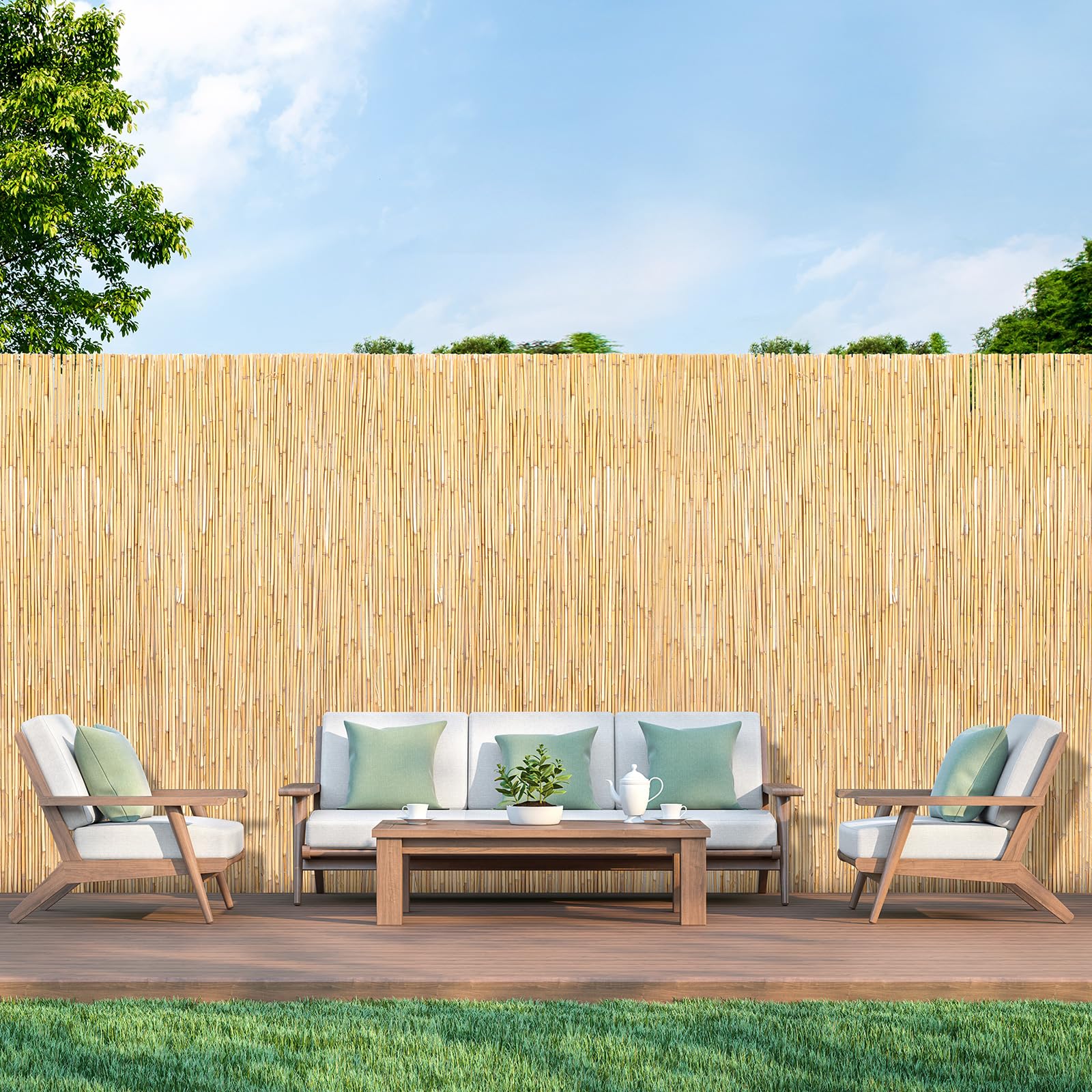 Schilfrohrmatte Sichtschutz in 12 Größen | 180x300 cm | Sichtschutzmatte aus Schilfrohr für Balkon, Garten und Terrasse | natürlicher Zaun Sichtschutz