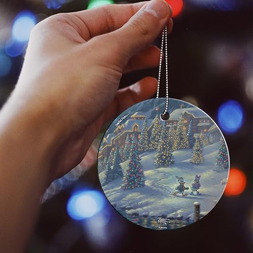 Miniatura 2 de Disney – Donald and Daisy – Mickey y Minnie Mouse – Christmas Lodge – 3.5 pulgadas Starfire Prints colgante accesorio de impresión de vidrio –