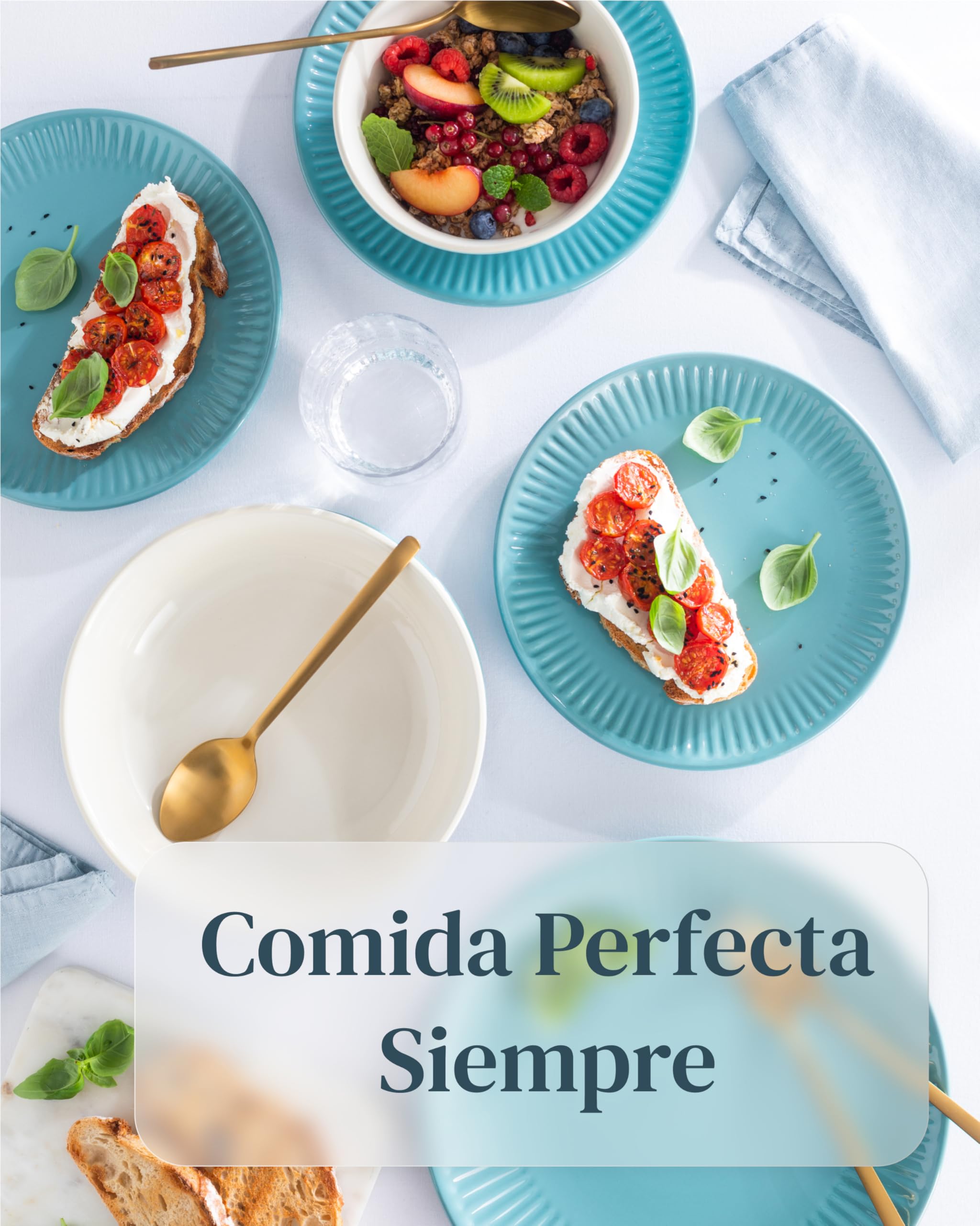 Elegante juego de vajilla de 36 piezas, serie Hygge, juego de cuencos y platos, vajilla de cerámica para 12 personas, apta para lavavajillas y microondas, color verde