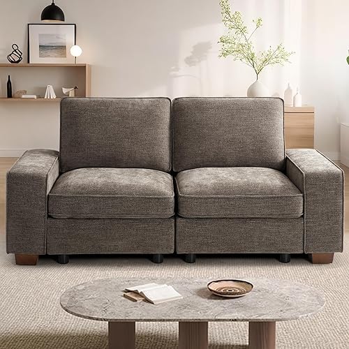 Miniatura 59 de TEKAMON Sofá Modular de 100" con Almacenamiento en los Asientos, Cómodo Sofá de Tela Chenilla de 3 Plazas para Sala de Estar, Oficina, Apartamento