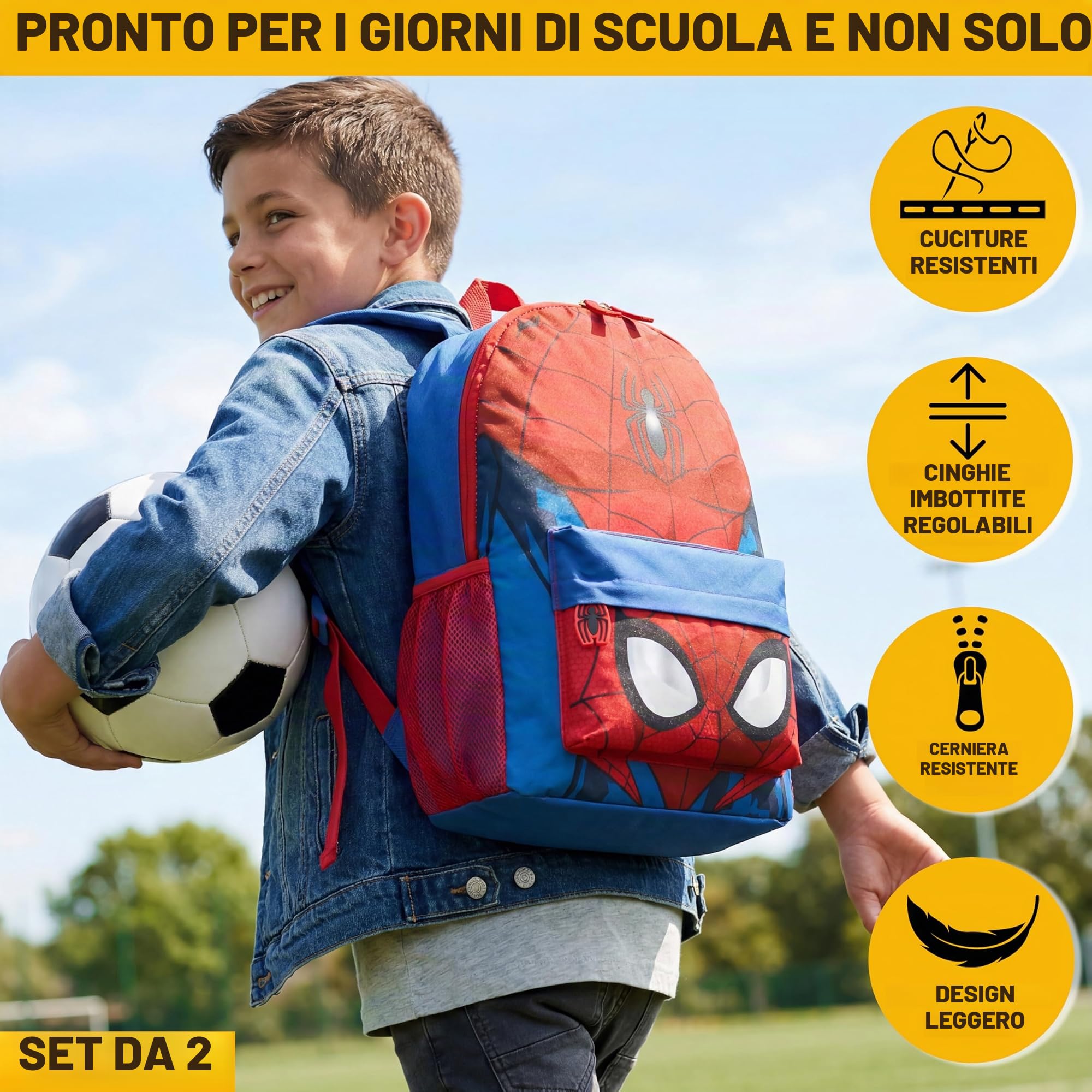 Get Trend Marvel Spiderman Zaino Bambino con Borraccia 500ml, Set Zaino Scuola e Tempo Libero, Scuola, Sport e Viaggio, Regalo Bambini (Multi Spiderman)