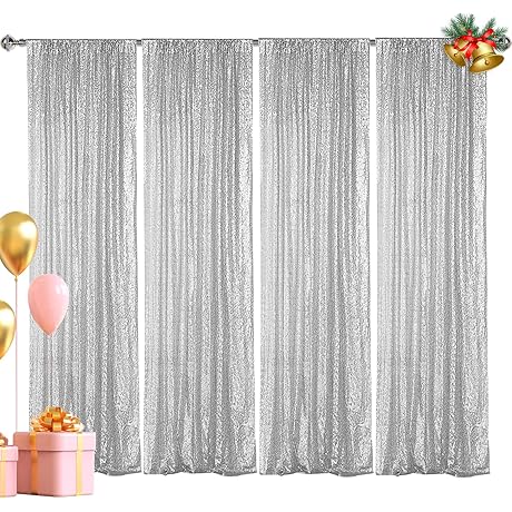 Hahuho Silver Sequin Backdrop Curtain: Dazzling Décor for Memorable Occasions