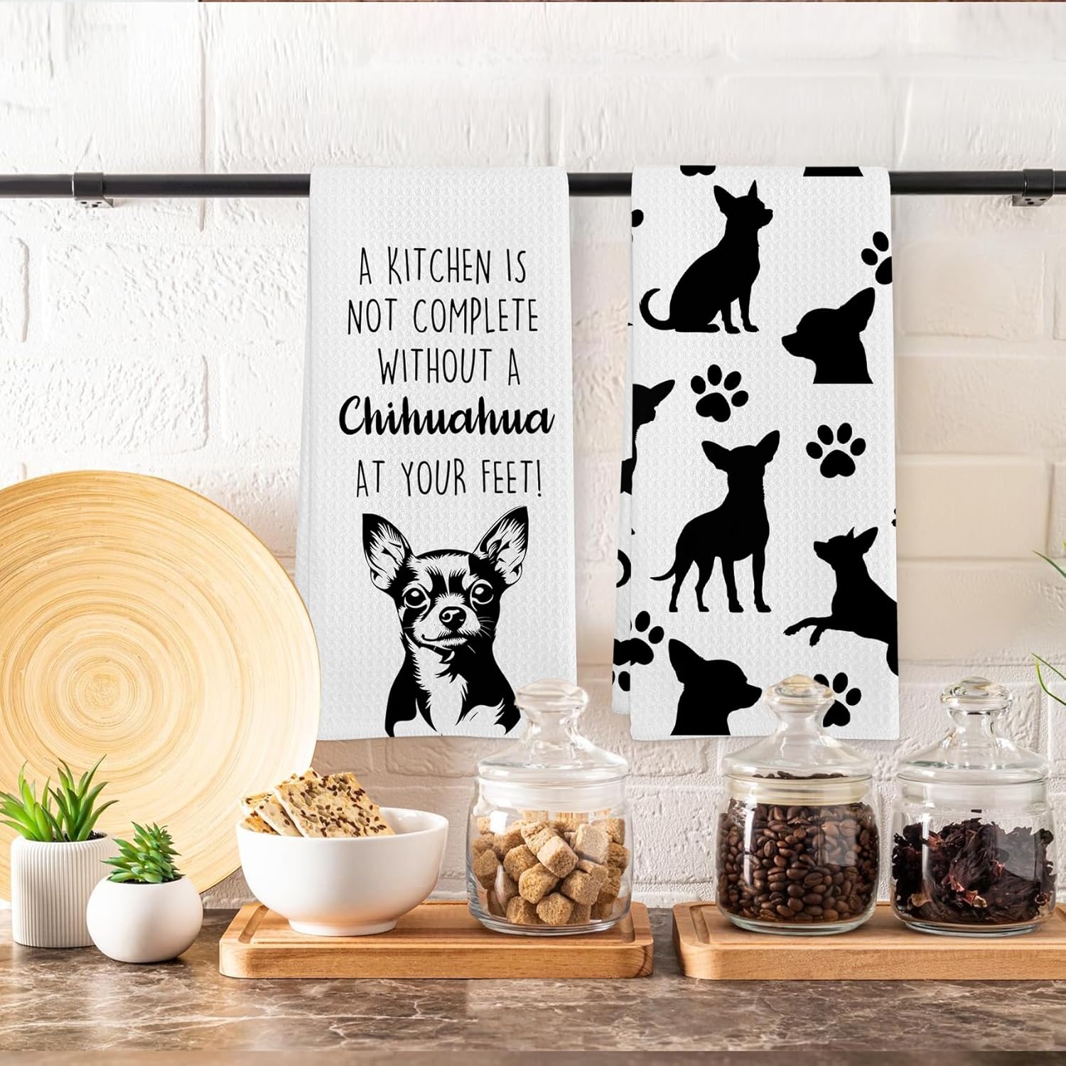 Chihuahua Dog Gifts Kitchen Towels Set of 2, Funny Chihuahua Decor Dish Tea Towels for Kitchen, Chihuahuas Dog Paw Decorative Hand Towel for Bathroom, 16x24 Inch - Image 5