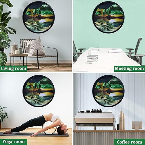 Miniatura 7 de Heuanpte Decoración artística de arena móvil de 17.3 pulgadas, arte de arena 3D, movimiento líquido, pintura de arena de 360, arte de sala de estar,