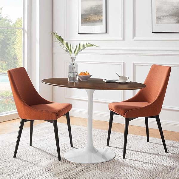 Sleek Mid-Century Walnut Pedestal Table
