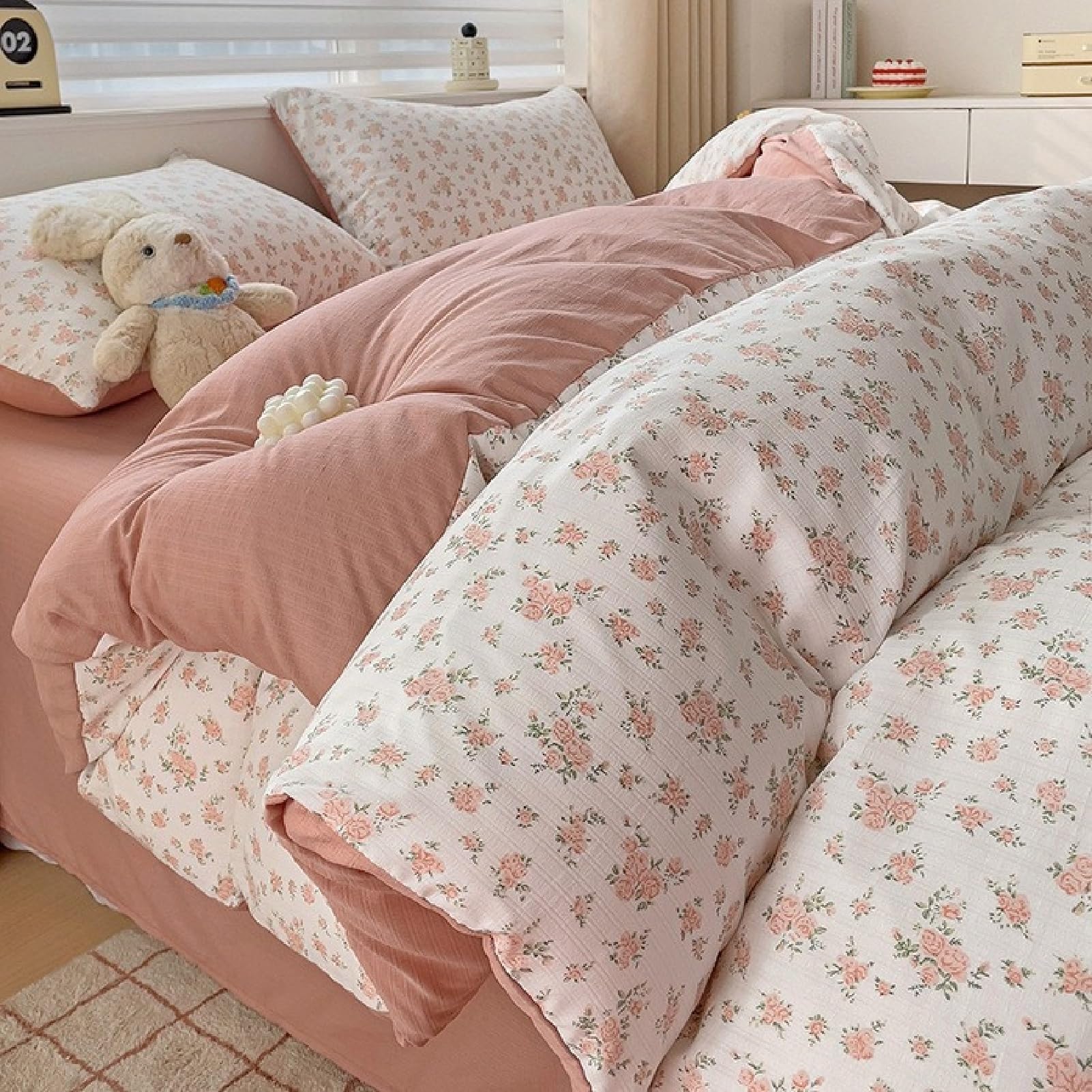 Housse de couette et parure de lit anti-glissement 4 pièces pour matelas 1.2M