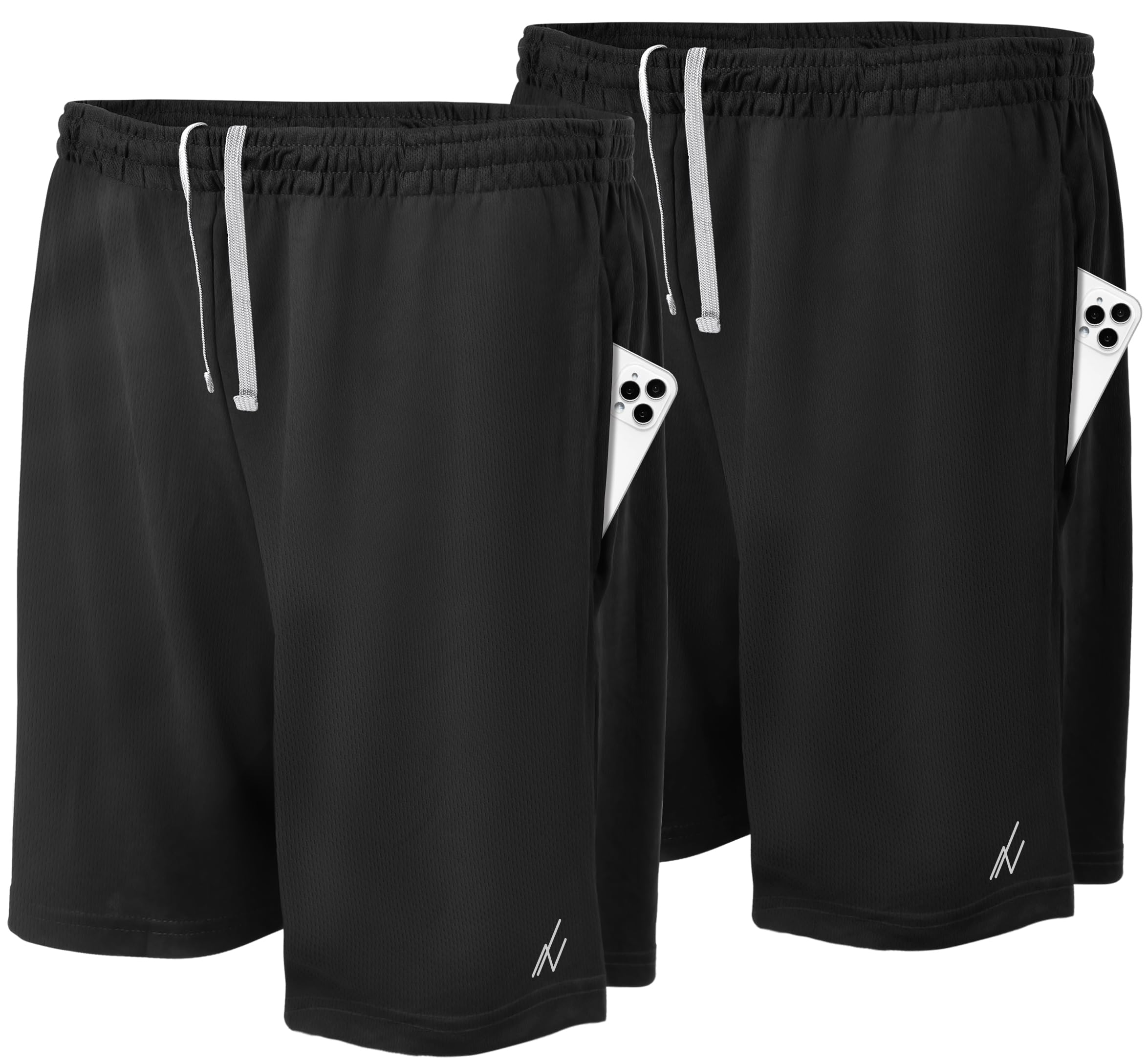 NY ThreadsMen's Athletic Shorts 2 Pack Quick Dry Lightweight Running Workout Gym Shorts with Pockets