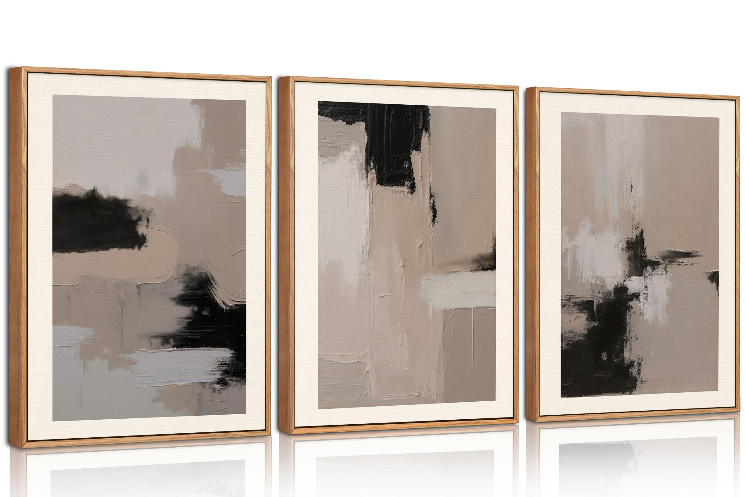 HPNIUB Große moderne abstrakte Leinwand, gerahmt Abstrakte Bilder Leinwand Bild Beige Skandinavische minimalistische Wanddekoration für Wohnzimmer, Schlafzimmer, Esszimmer, Büro Wandbilder Wohnzimmer