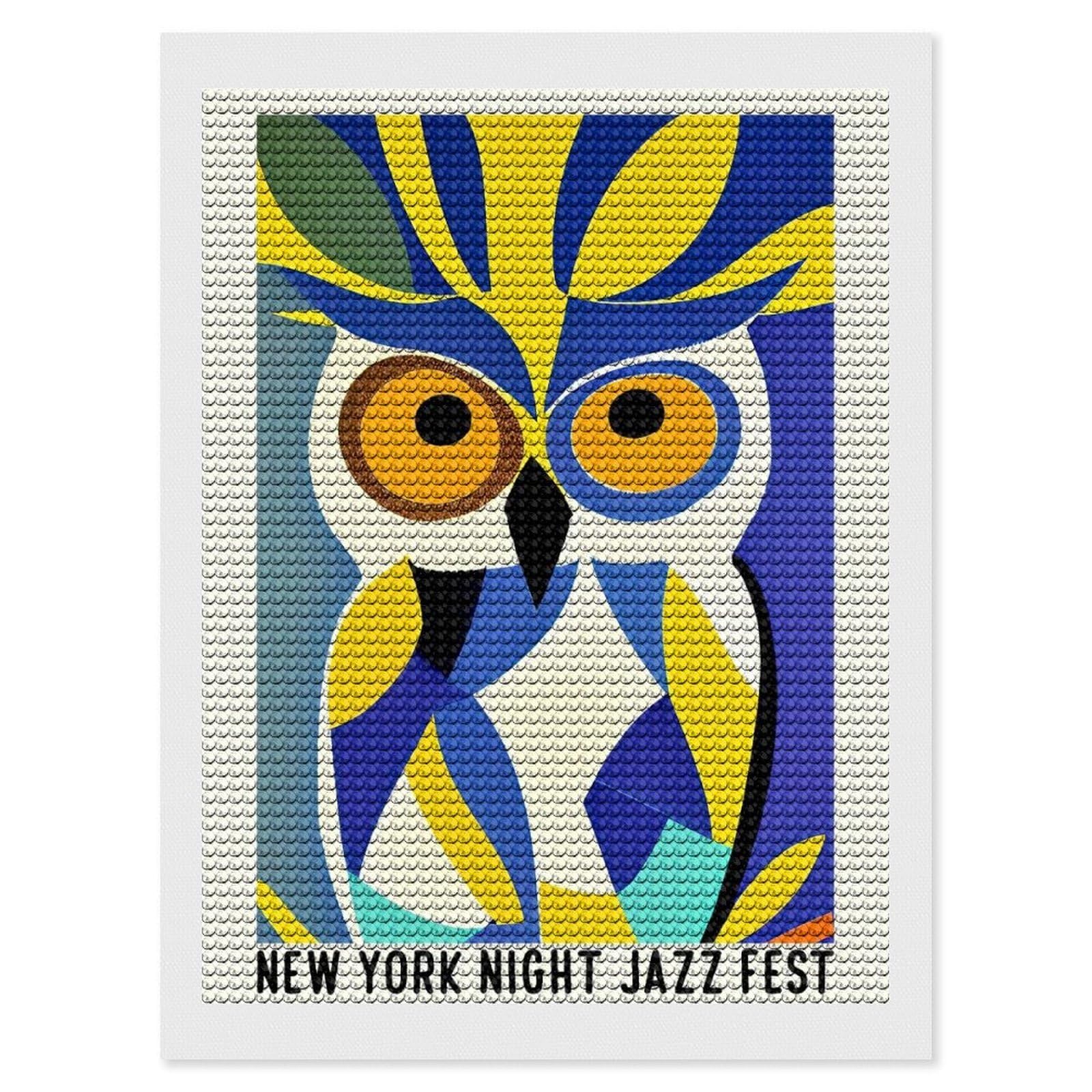Junmoney New York Night Jazz Fest Diamond Painting Set 12"x16", Holiday Gift Idea, for Creative Relaxation, Fun Craft Experience, Vintage Style Decor