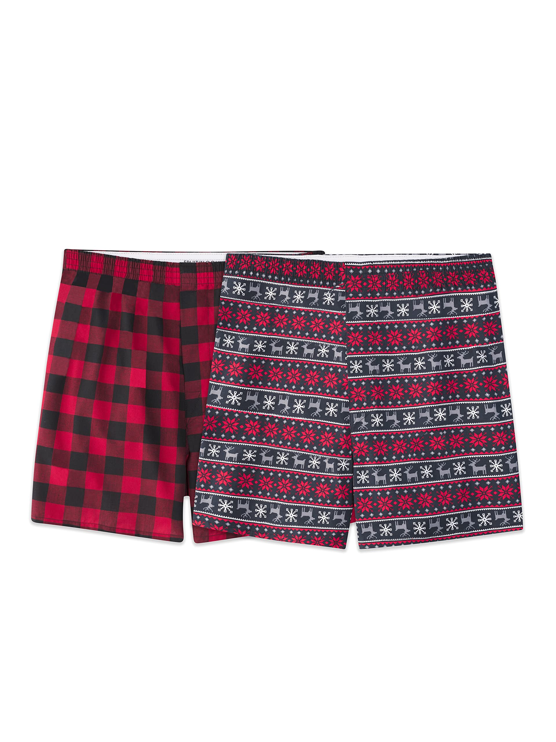 Fruit of the Loom Men's Tag Free Woven Boxer Shorts, Relaxed Fit, Moisture Wicking, Assorted Color Multipacks