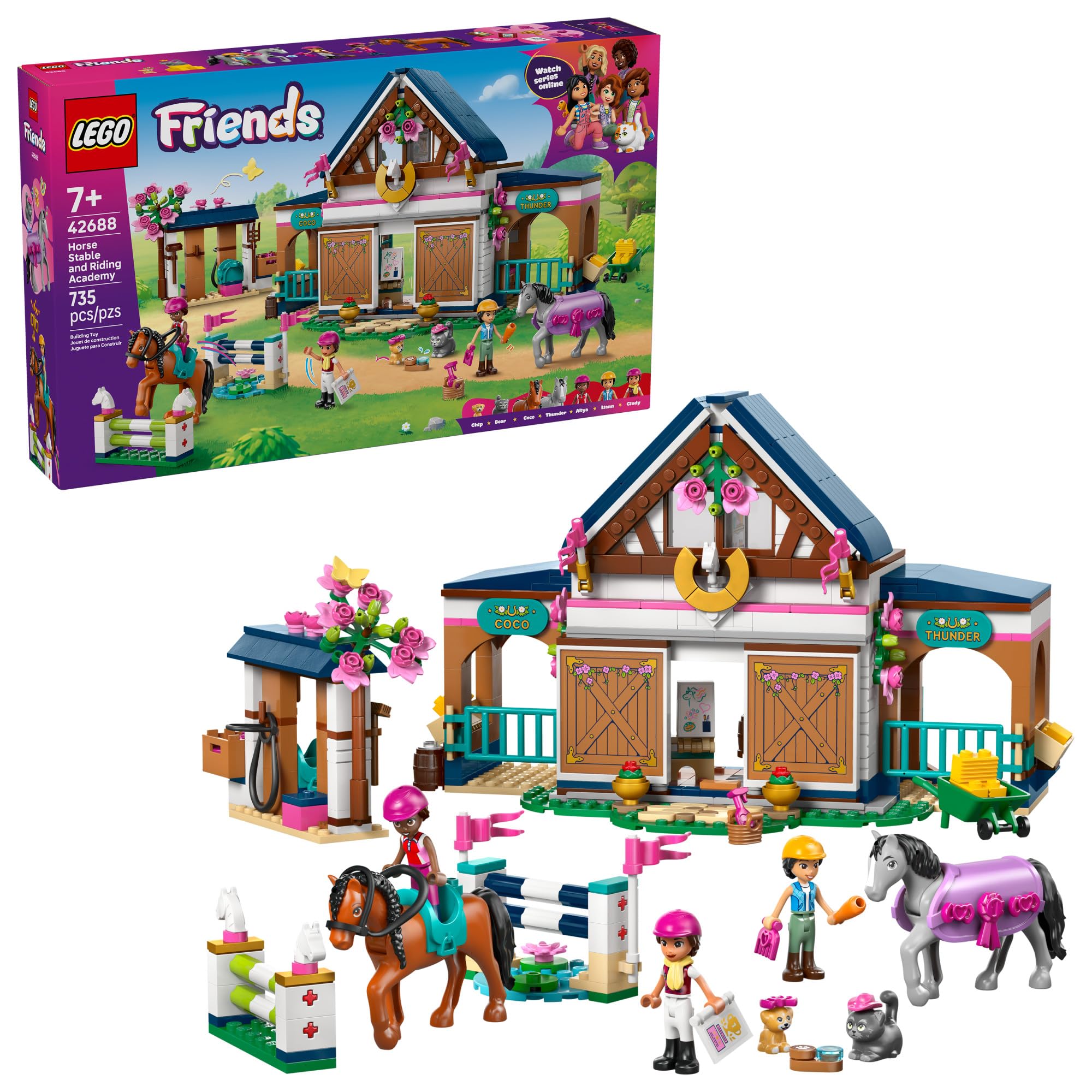 LEGO Friends Horse Stable and Riding Academy Building Toy for Girls & Boys - Pretend Play Set for Kids, Ages 7+ - W/3 Minidolls, Toy Animal Figures, &