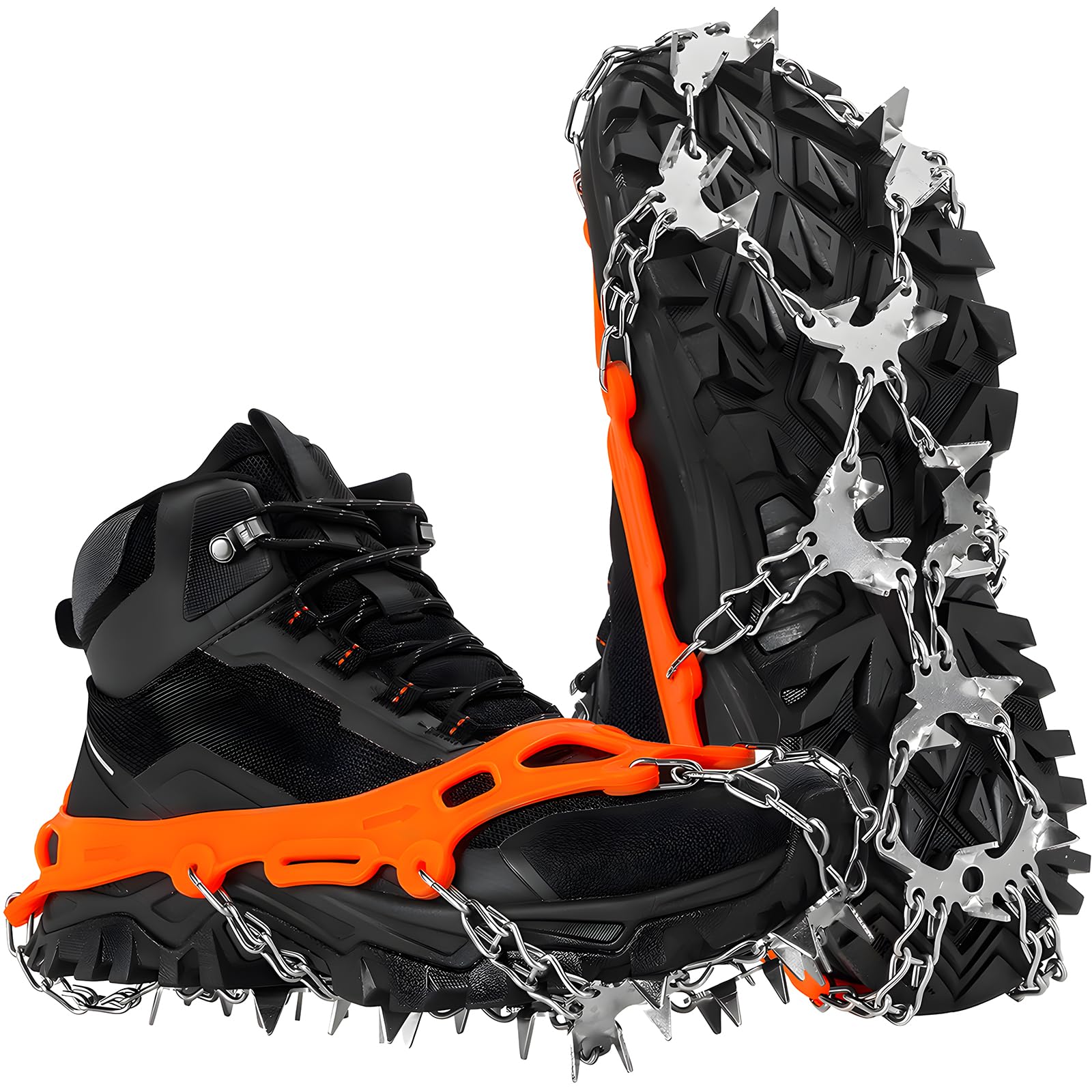Ramponi per scarpe, 32 punte, ramponi da neve e ghiaccio, ramponi in acciaio inossidabile per escursioni a piedi