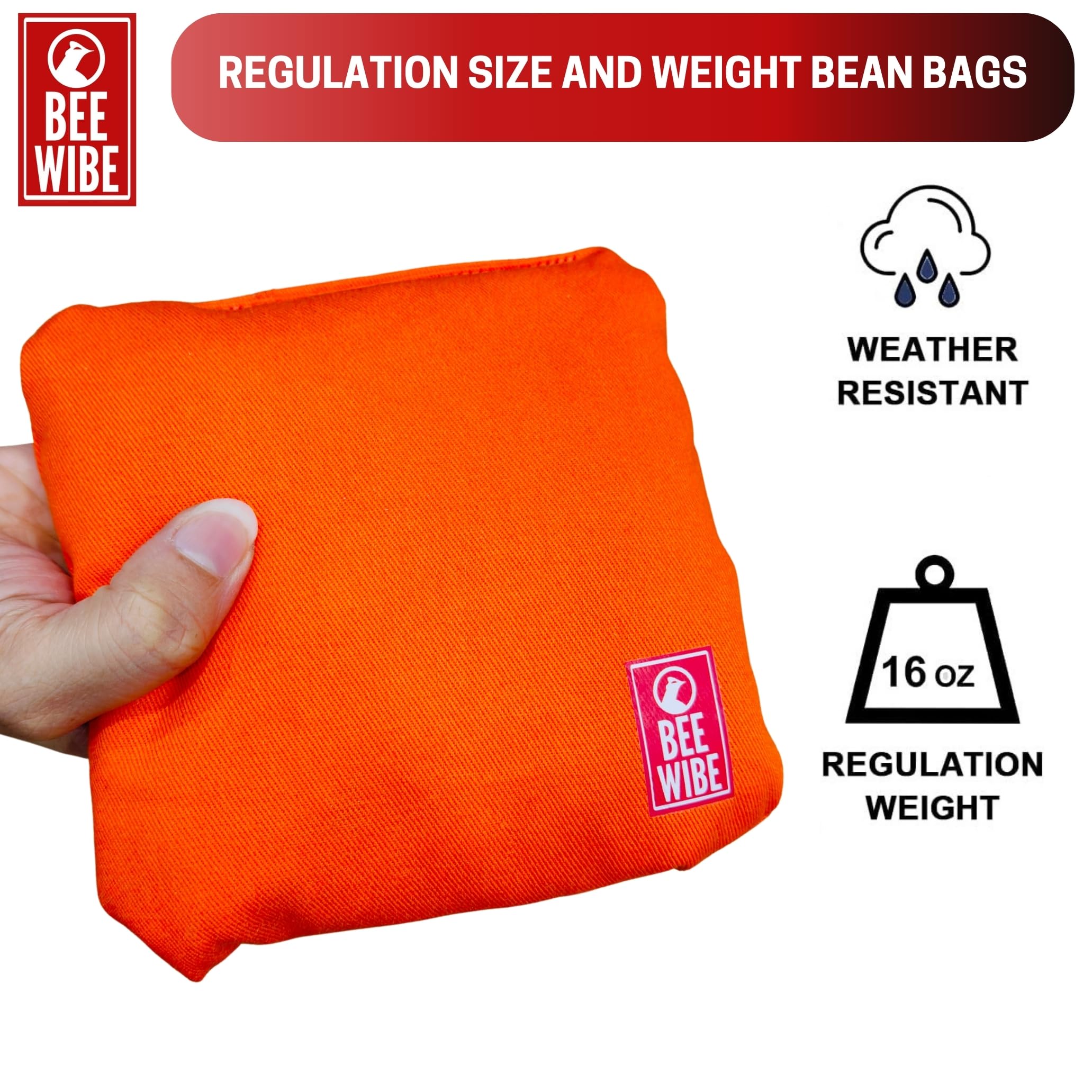 Set of 8 Regulation Cornhole Bags Double Sided, Weather Resistant Bean Bags for Cornhole Toss Game, Corn Hole Beans Bags with Tote Bag. (Sea Green/Orange) 1
