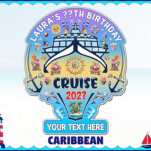 Miniatura 5 de Decoración magnética para puerta de crucero de feliz cumpleaños, imán personalizado para crucero, regalo de 30, 50, 60 cumpleaños, puerta de cabaña,
