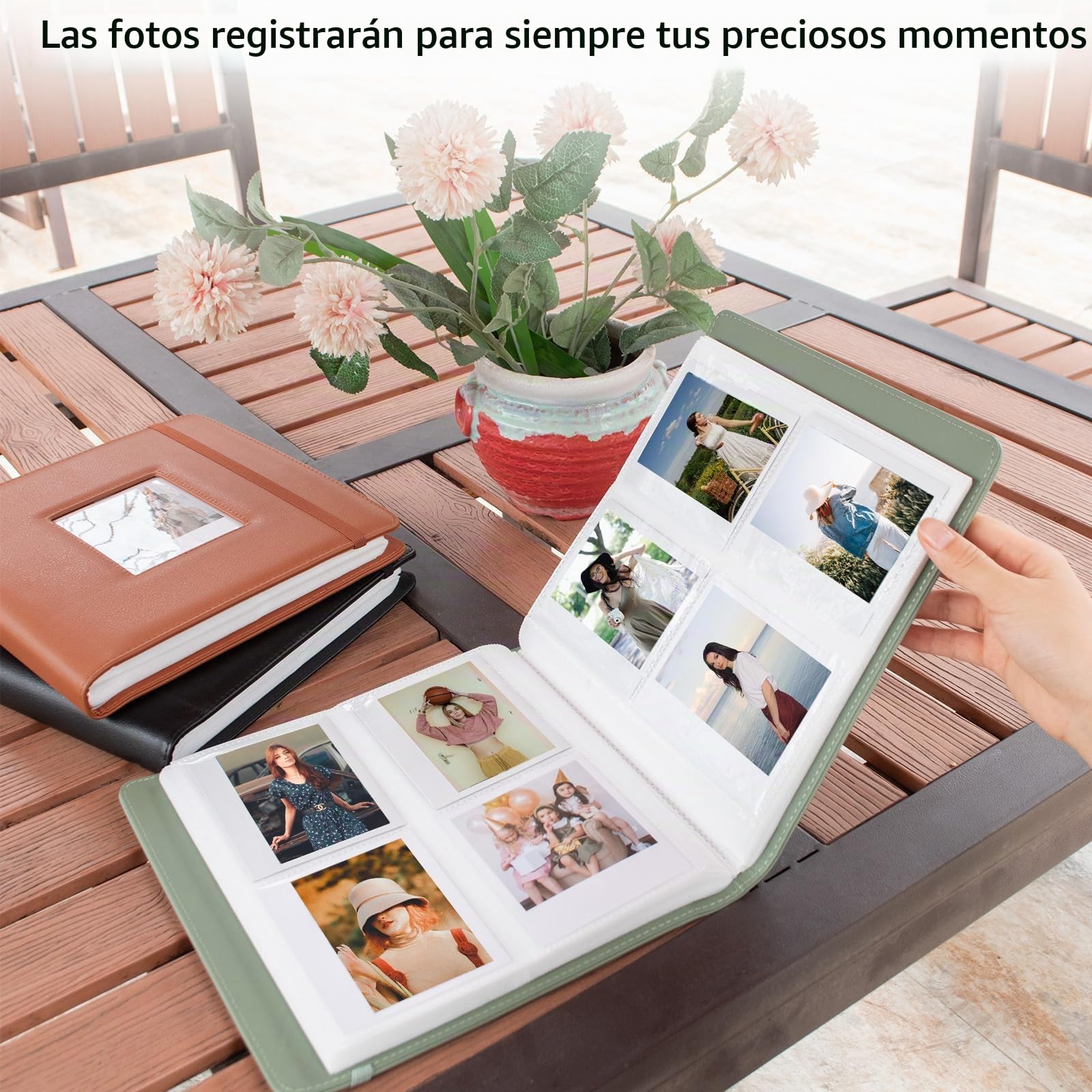 MUZIRI KINOKOO Álbum de Fotos de 288 Bolsillos para Instax Wide EVO/400/300/210/Link WIDE, Álbum de Cuero PU, Álbum de Fotos Recuerdo de Colección de Películas de 4.25 x 3.4 Pulgadas - Verde
