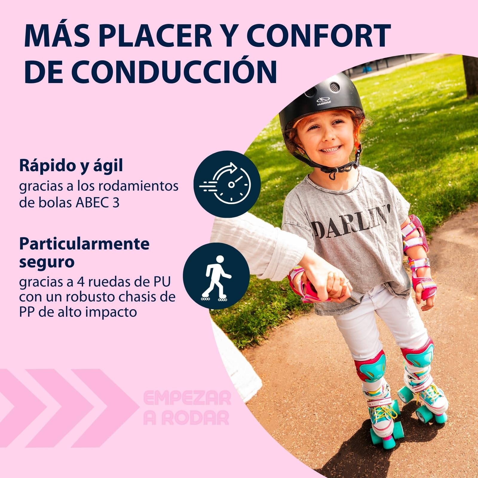 HUDORA Wonders Patines en diferentes tallas - cómodos patines ajustables para niños en más de 4 tallas - elegantes patines para niños hasta 60 kg - patines de ruedas de alta calidad hechos de nylon