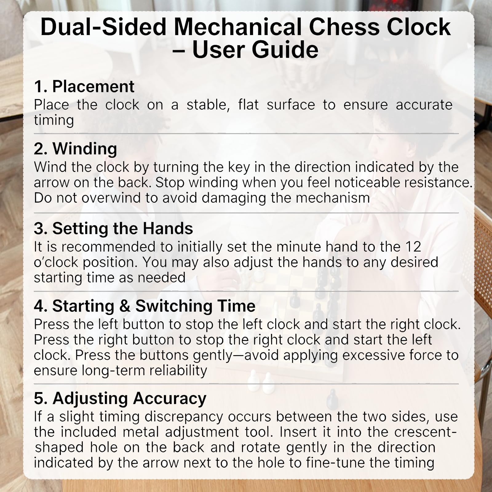 Horloge d'échecs analogique avec grands cadrans faciles à lire, analogique pour jeux d'échecs internationaux (noir)