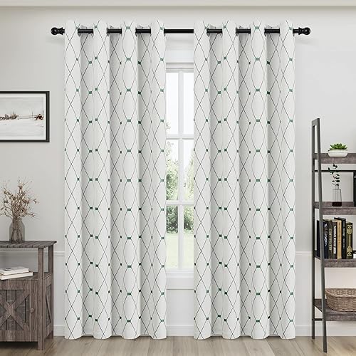 Miniatura 1 de Cortinas bordadas de 84 pulgadas de largo, juego de 2 paneles para sala de estar, dormitorio, cortinas texturizadas de lino de algodón con textura