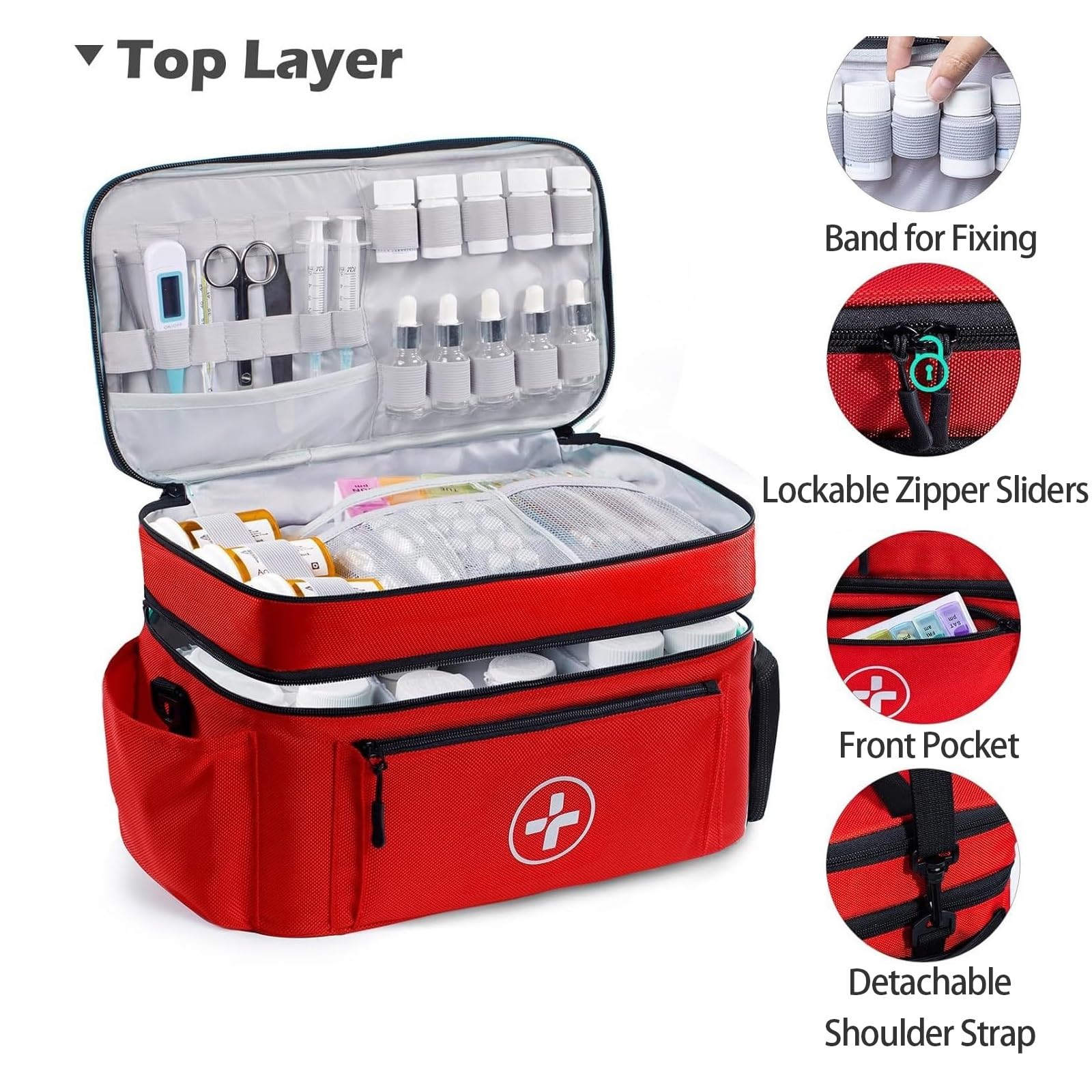 Erste-Hilfe-Tasche,Tragbare Leere Medizinische Medizintasche For Die Reise,Erste-Hilfe-Notfall-Aufbewahrungstasche,Im Fahrzeug, Outdoor-Camping-Reise-Arbeitstasche