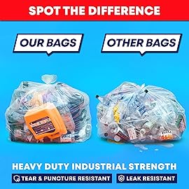 Tasker 95-96 Gallon Trash Bags, (Value Pack 50 Bags w/Ties) Extra Large Heavy Duty Clear Plastic Recycling Trash Bags, 90 Gallon, 95 Gallon, 96 Gallon, 100 Gallon (Clear)