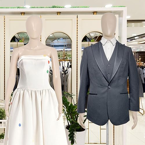 Miniatura 5 de Torso de maniquí de plástico con soporte, 39-56 pulgadas altura ajustable medio maniquí cuerpo femenino vestido forma maniquí para venta al por