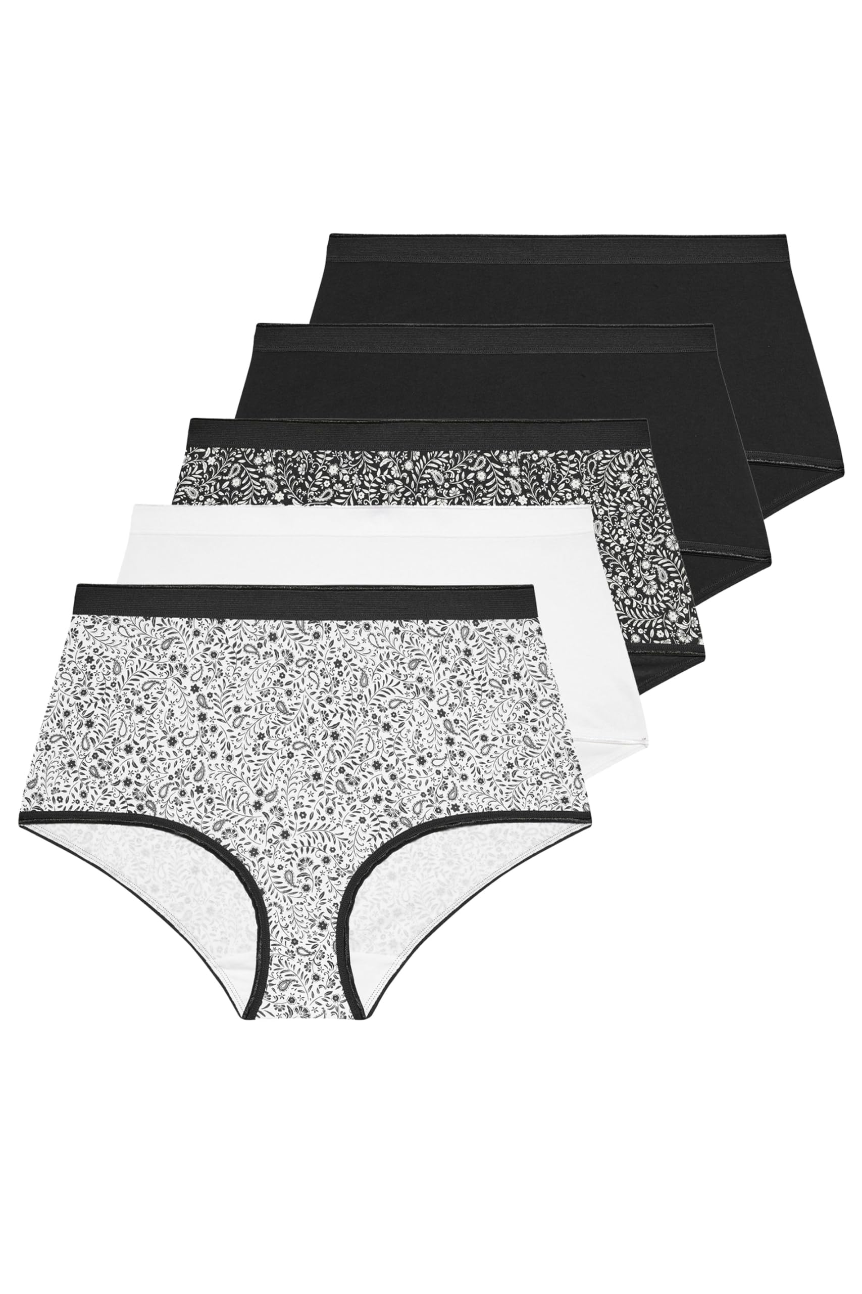 Yours Women's Multi 5 Pack Paisley Print Full Briefs Size 34-36
