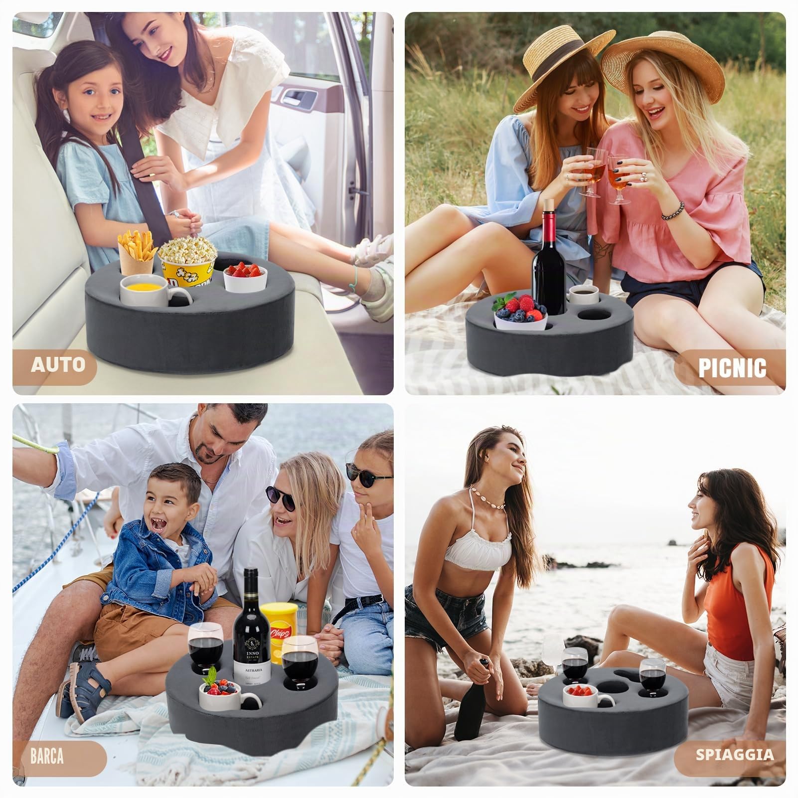 Inno Stage, Portabicchieri per divano, vassoio per bevande, rimovibile e lavabile, per casa, auto, bagno, parco, pavimento, viaggi, aereo, per interni ed esterni