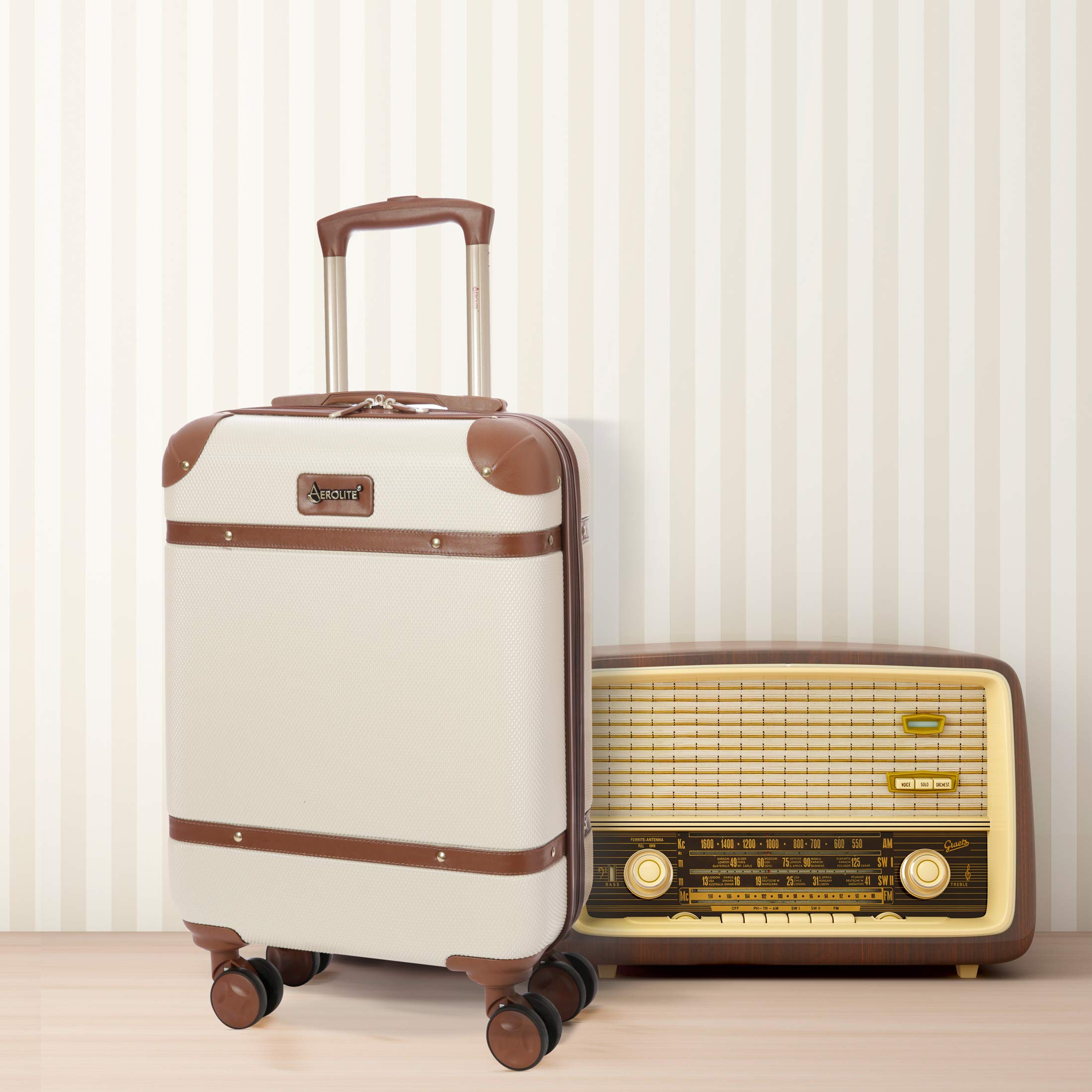 Aerolite Stylish Classic Retro Vintage ABS Hard Shell Carry On Hand