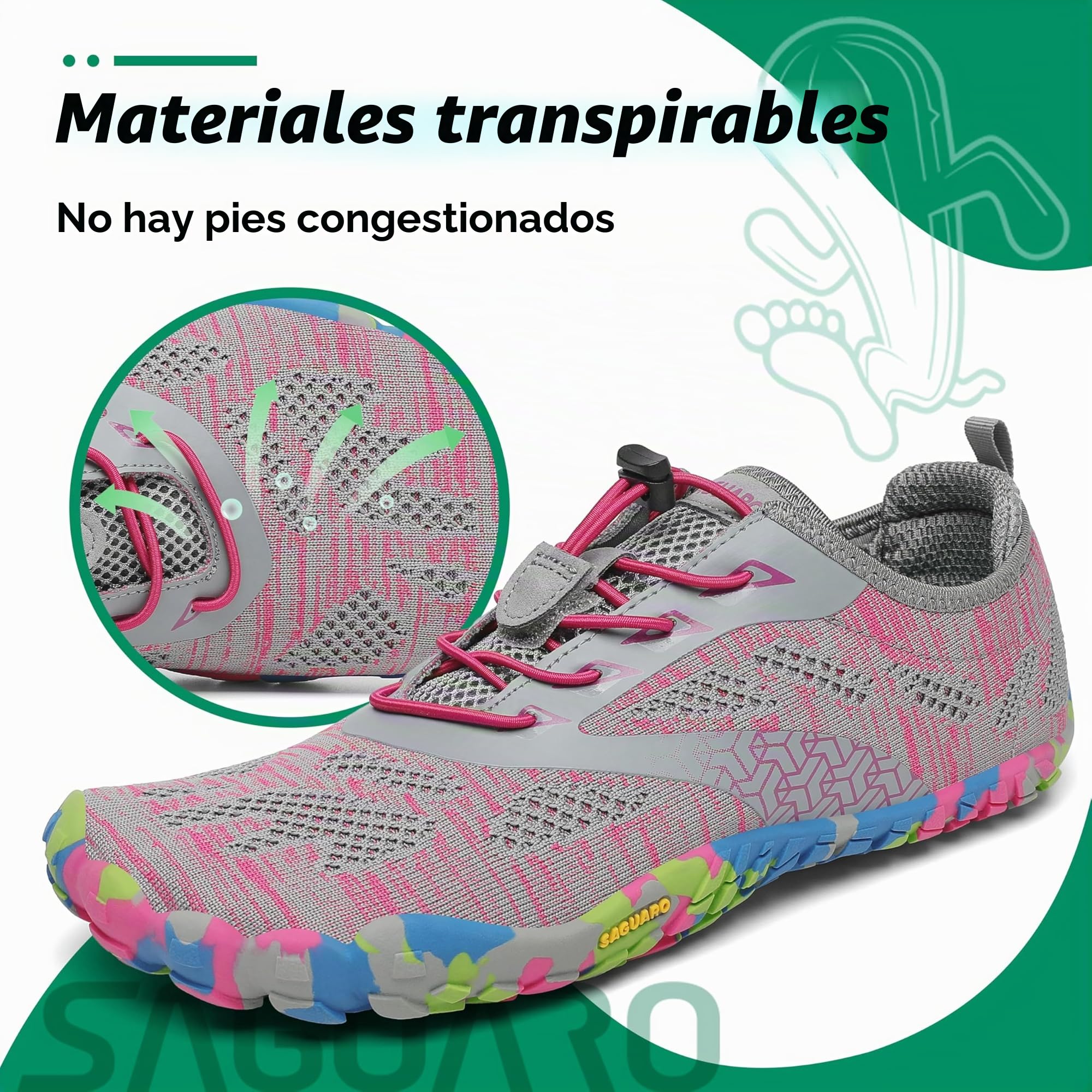 SAGUARO Versátil Minimalistas Zapatillas Ligeras Flexibles para Exterior Interior - Gym Asfalto Playa Montaña, Unisex-Adulto