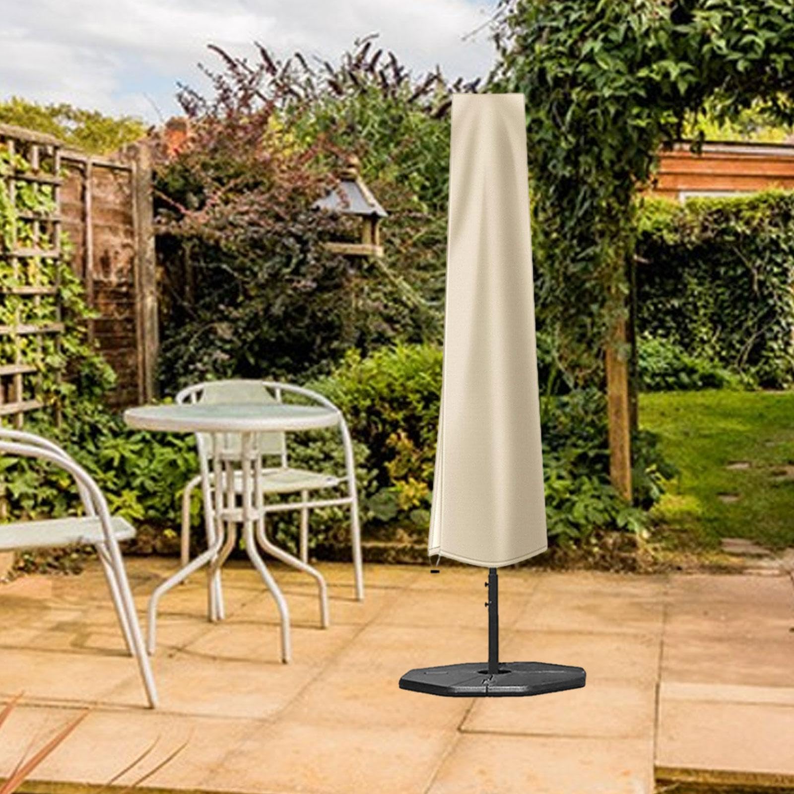 Housse de Parasol de Patio, Housses de parasols d'extérieur, imperméables, Housses de Parasol de marché avec Fermeture éclair, Beige 200cm
