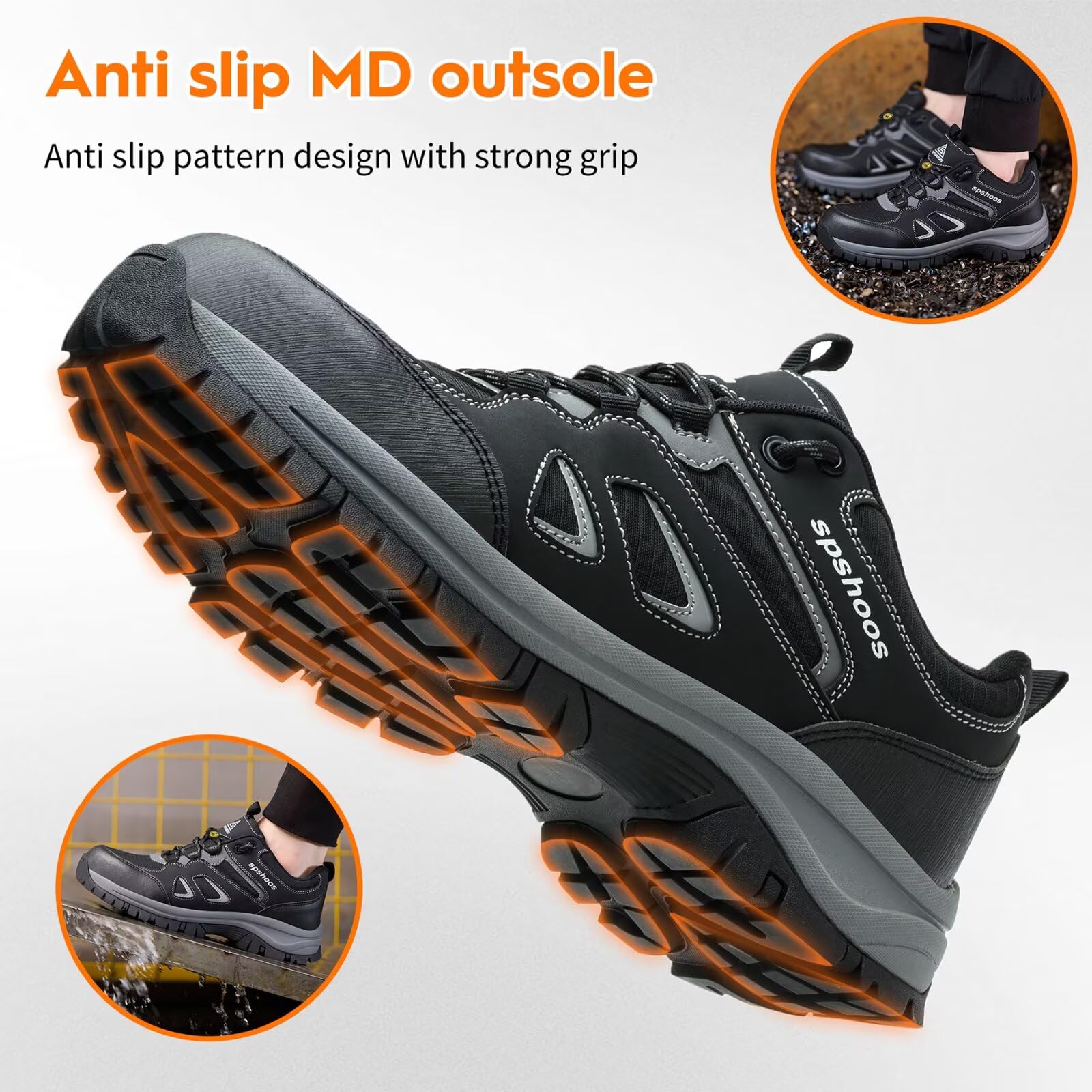 Scarpe Antinfortunistiche Uomo Donna S1P Scarpe da Lavoro ESD Leggere Antiscivolo con Punta in Acciaio Traspiranti Comode