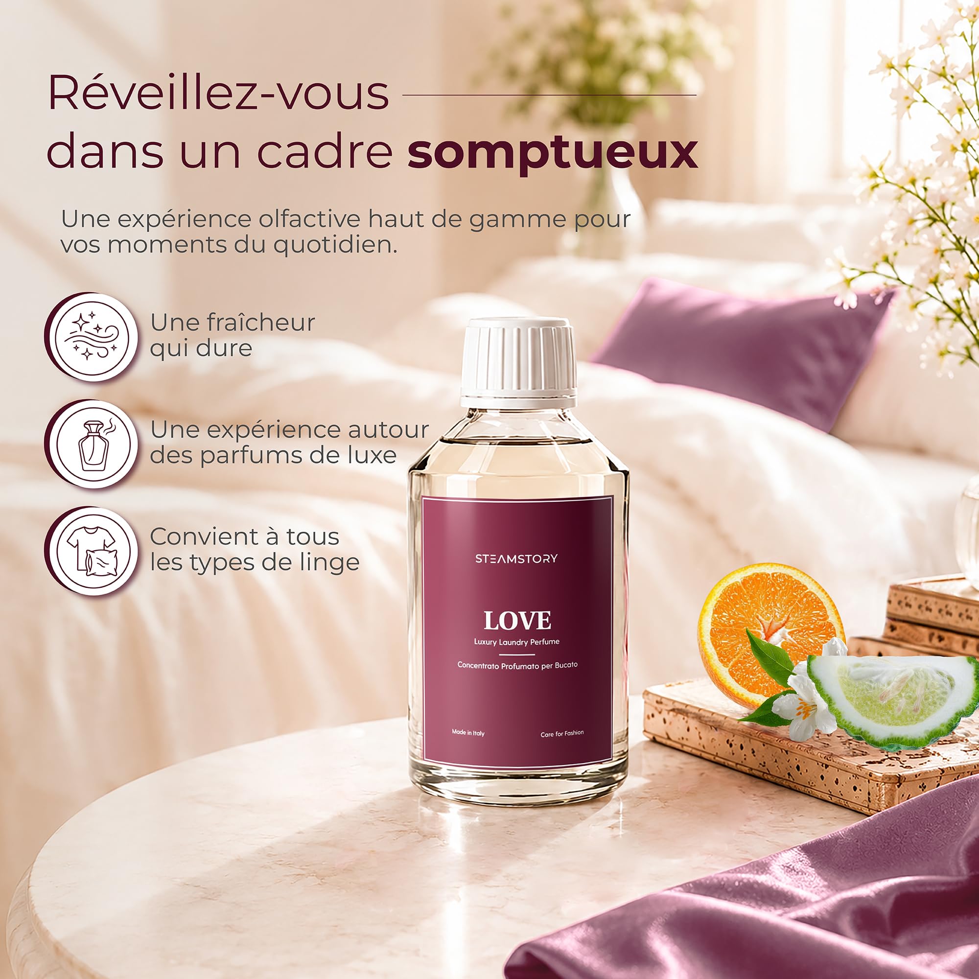 Lot de parfums de toilette de luxe Love - Lot de 3 parfums chauds et romantiques avec amour, rubis et marbre - 3 x 250 ml