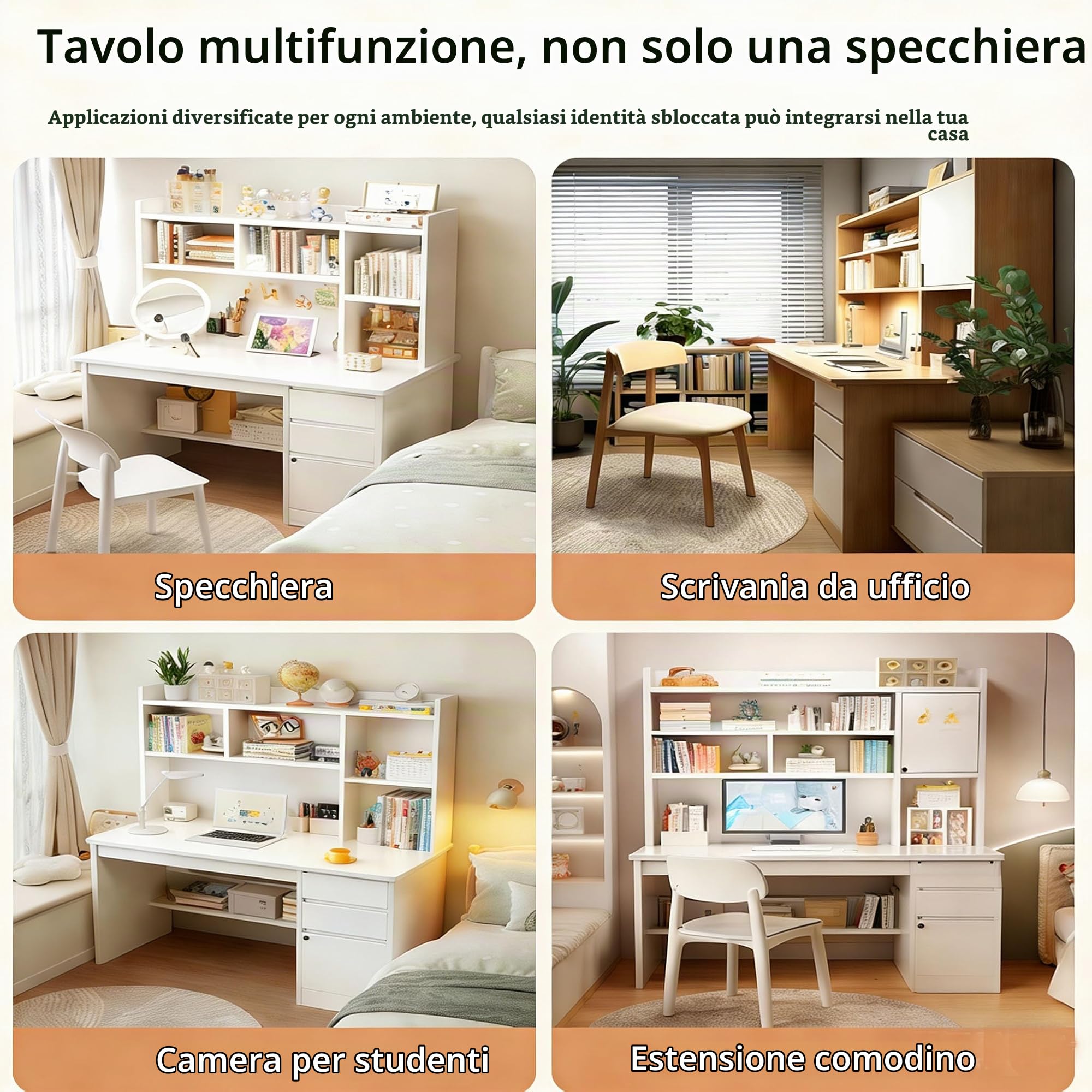 Scrivania Con Libreria E Cassetti,Scrivania Per Computer In Legno Massello Scrivania Per Casa E Ufficio Con Ripiano Portaoggetti E Libreria Scrivania Bambini