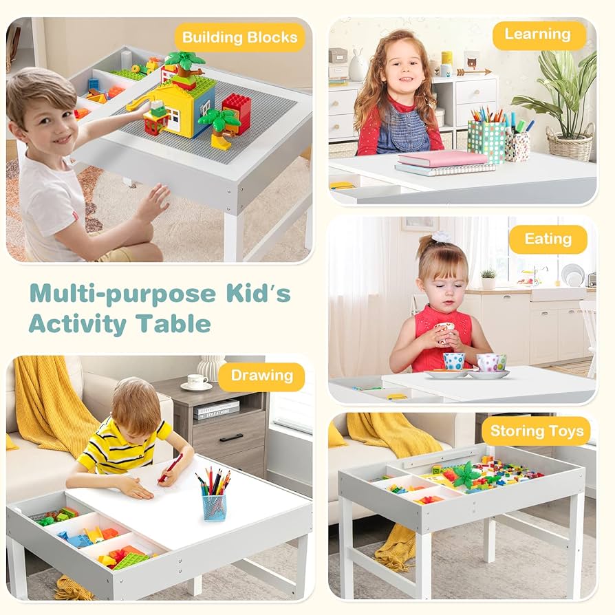 KANNON TABLE & TRIPOD STORAGE セット Amazon.com: Costzon Kids Table, 3 in 1 Wooden Building Block