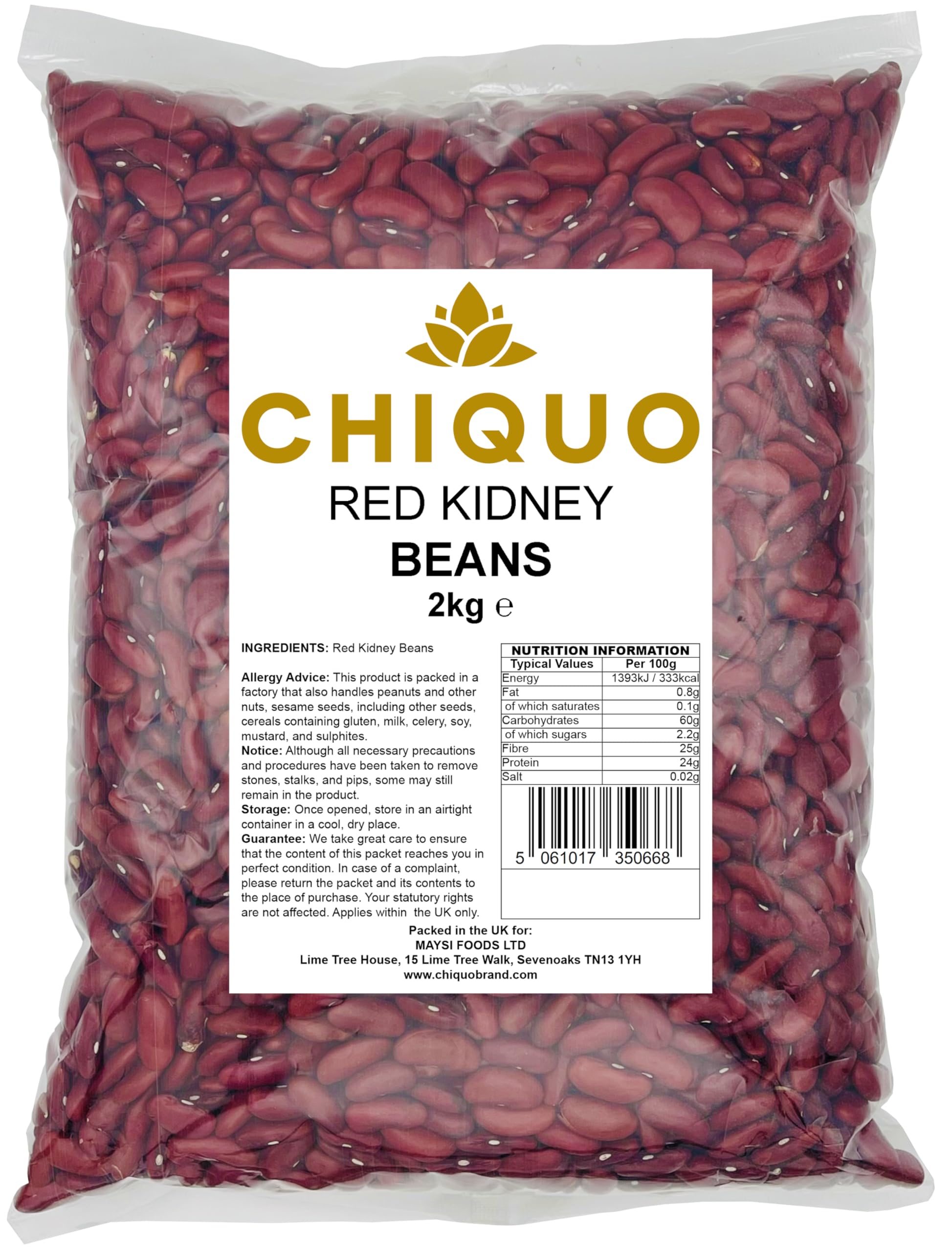 Chiquo Red Kidney Beans 2kg - Premium Quality, High Protein & Fibre