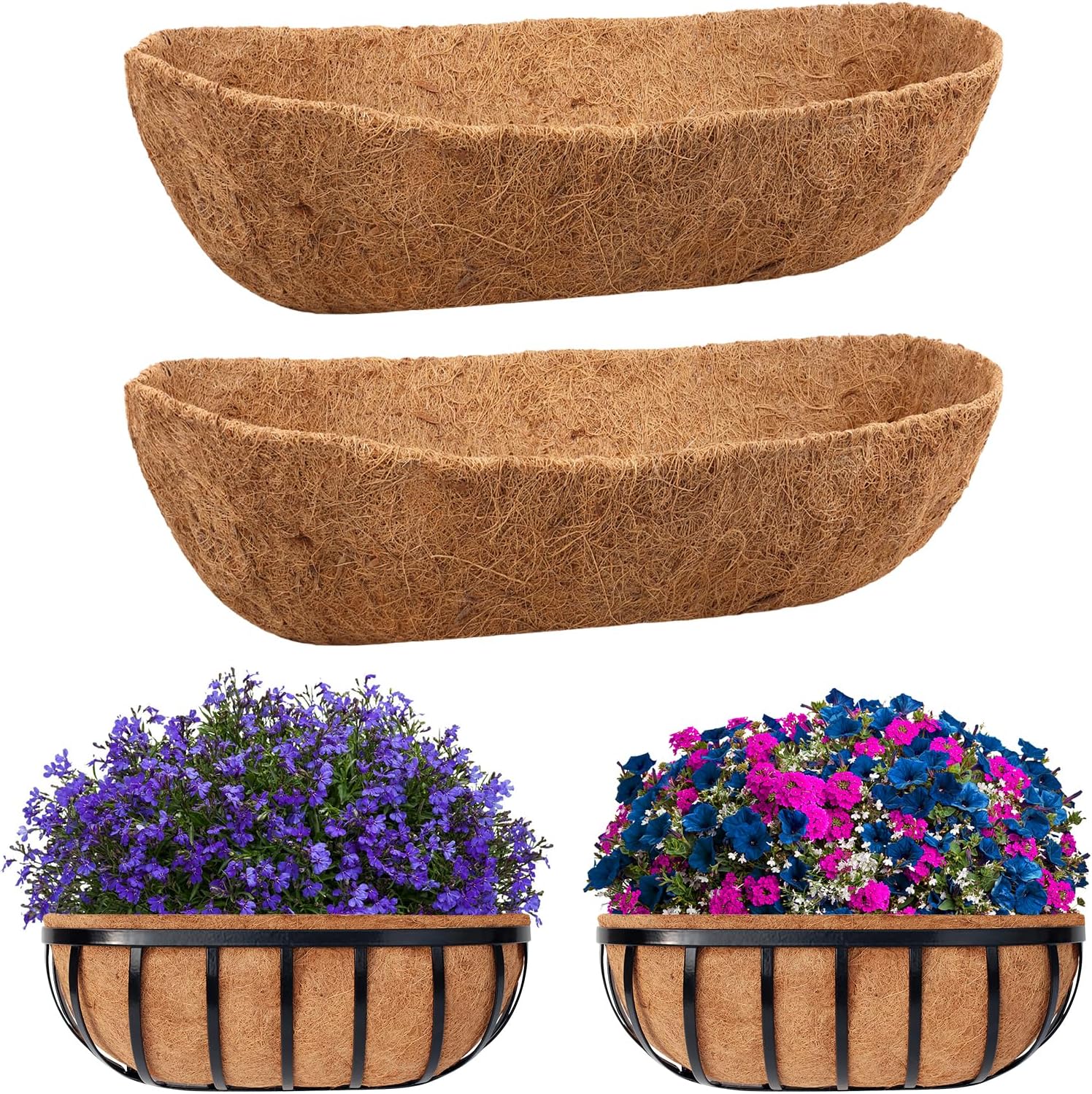 Riare 2 Pack 48 Inch Trough Coco Coir Liners for Planters