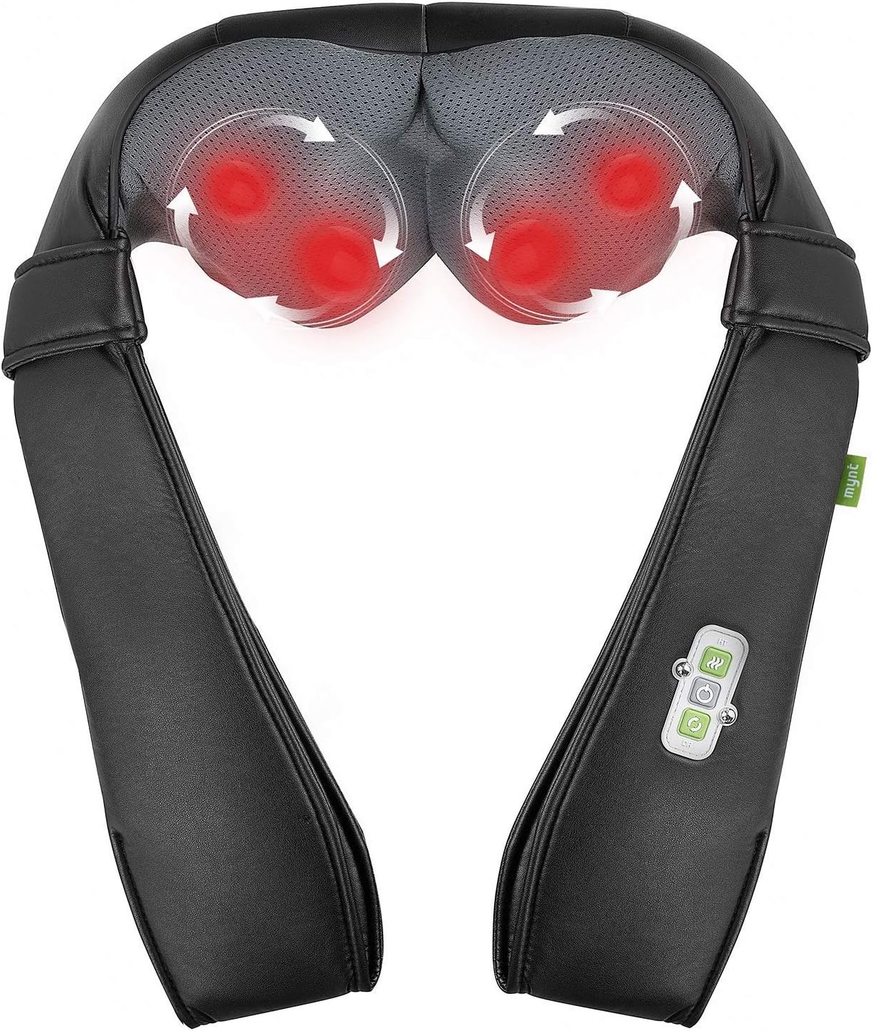 Mynt Shiatsu Massager for Neck, Back, Shoulders and Legs. with Heat, Deep Kneading Massage, and a Lightweight Flexible Design – for Home, Office, Car and More