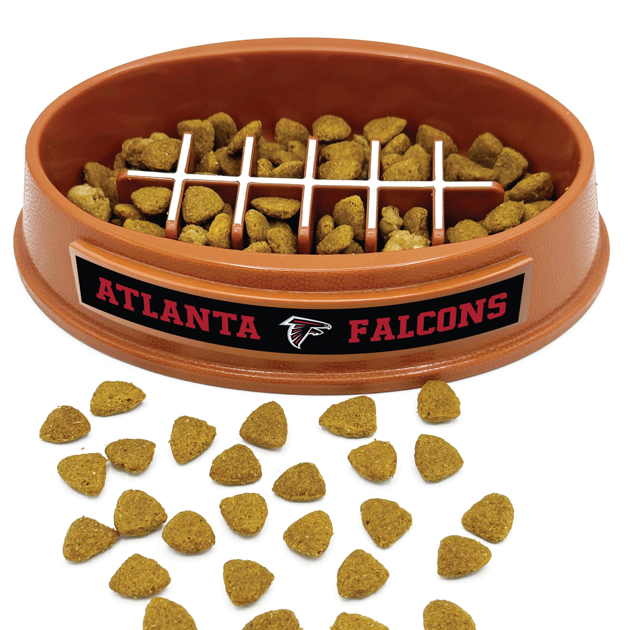 NFL Super-Bowl Atlanta Falcons Slow Feeder Dog &amp; Cat Bowl. Football Design for Healthy Digestion. Non-Slip for Large &amp; Small Pets