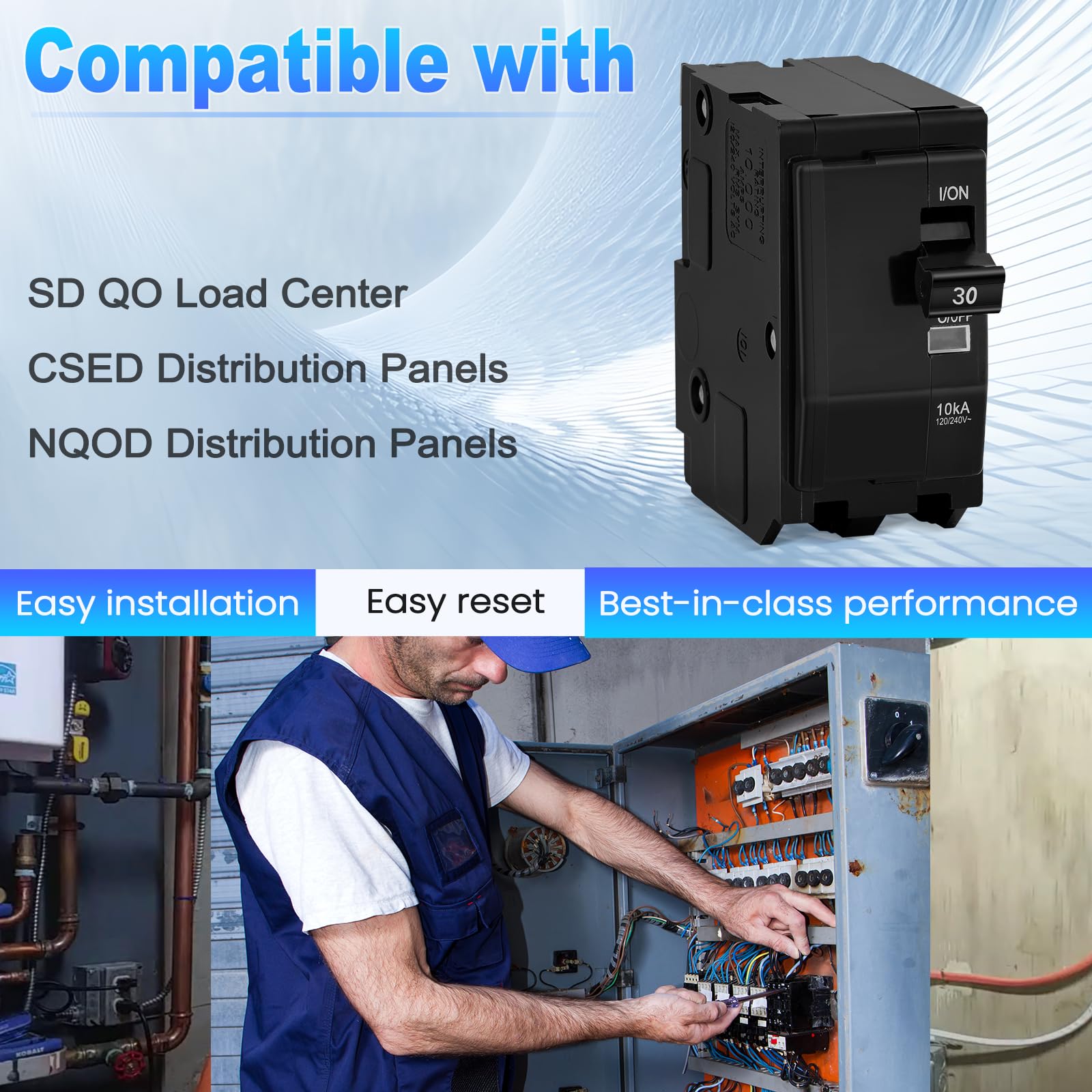 30Amp 2-Pole Circuit Breaker for QO230CP,Compatible with SD QO Load Center, CSED, and NQOD Distribution Panels,120/240 V,10kA — Amazon image 3