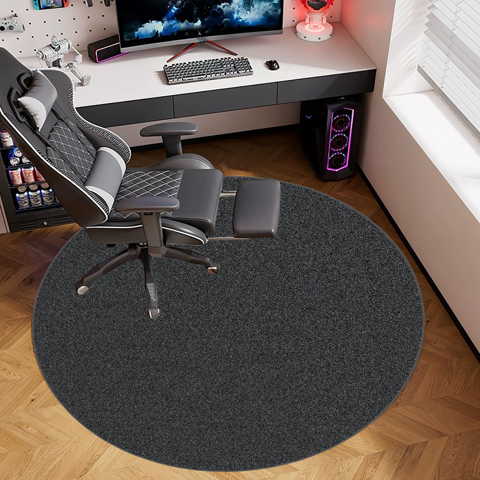 Tappeto per Sedia Ufficio Gaming, Rotondo Tappetino Salvapavimento Antiscivolo, Tappetino Protettivo, Tappeto Gaming pavimento,Tappetini per Sedie da Ufficio, Tappetino Pavimenti per Parquet 100 cm
