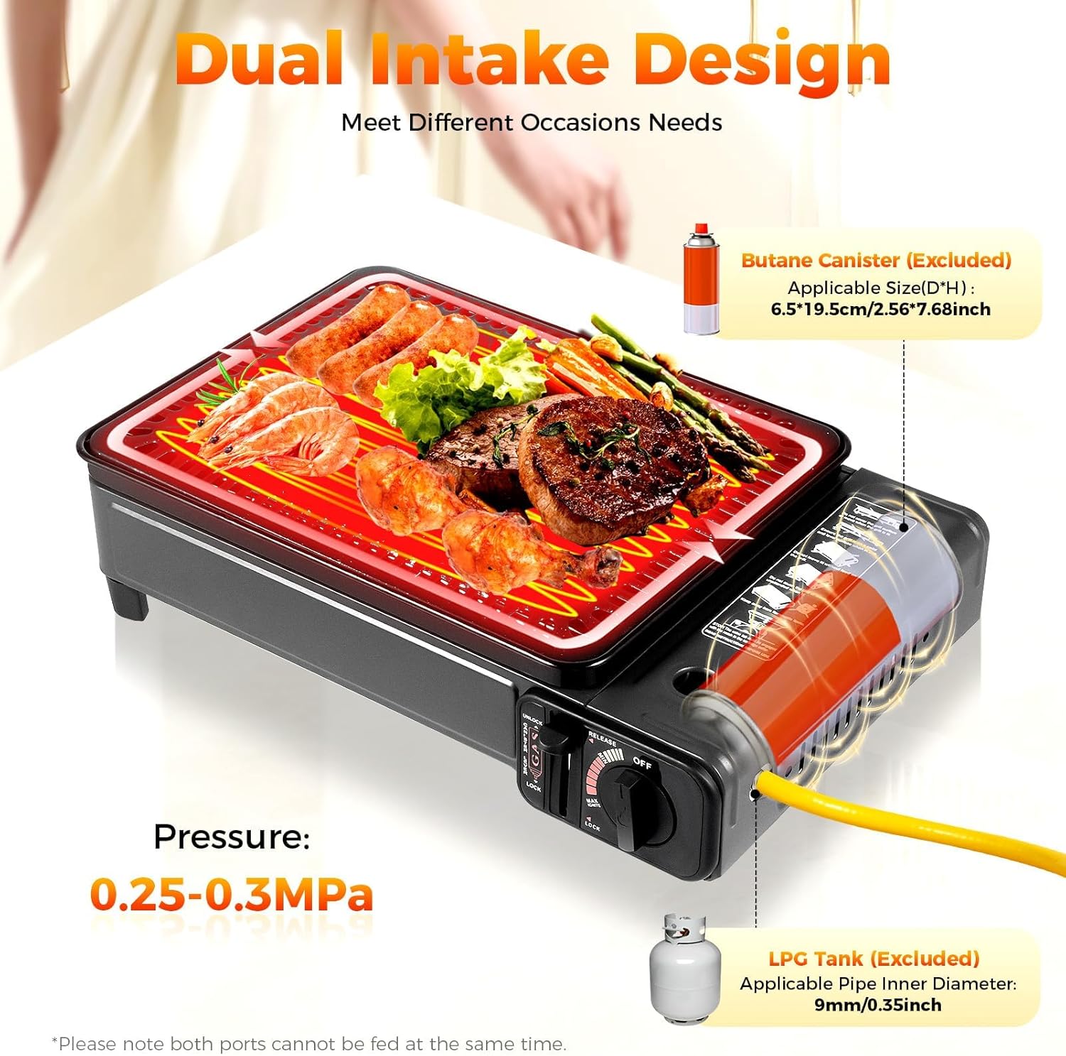 Butane Grill Stove Portable Camping BBQ Grill Gas Stove Butane Gas Stove Korean BBQ Grill for Outdoor Camping Traveling w/Grilling Net & Baking Sheet