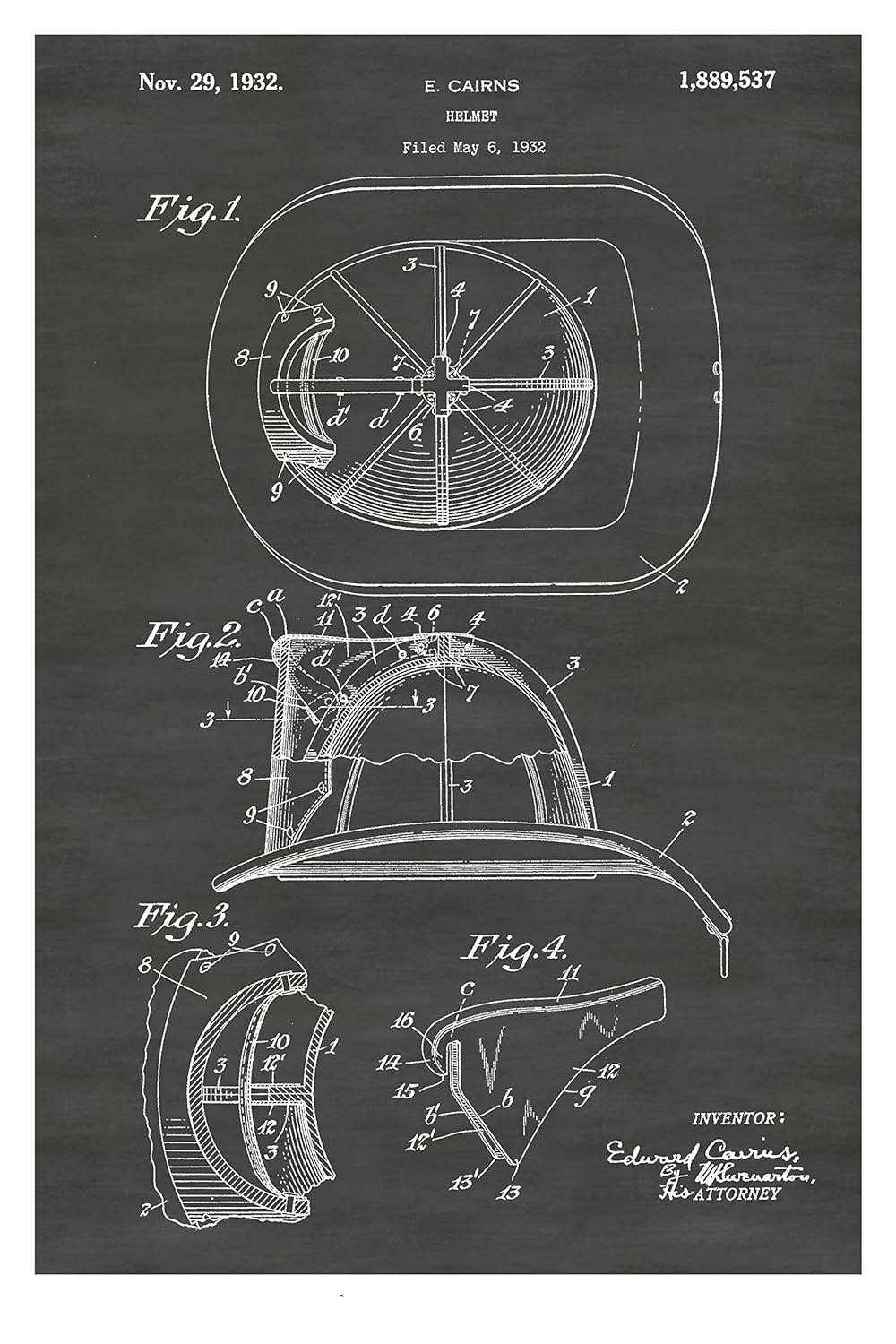Amazon Com Firefighter Fire Helmet Poster Multiple Size Color Options Patent Print Wall Art Fireman Safety Equipment Patent Artwork First Responder Gift Decor Museum Quality Line Art Design Diagram Handmade Products